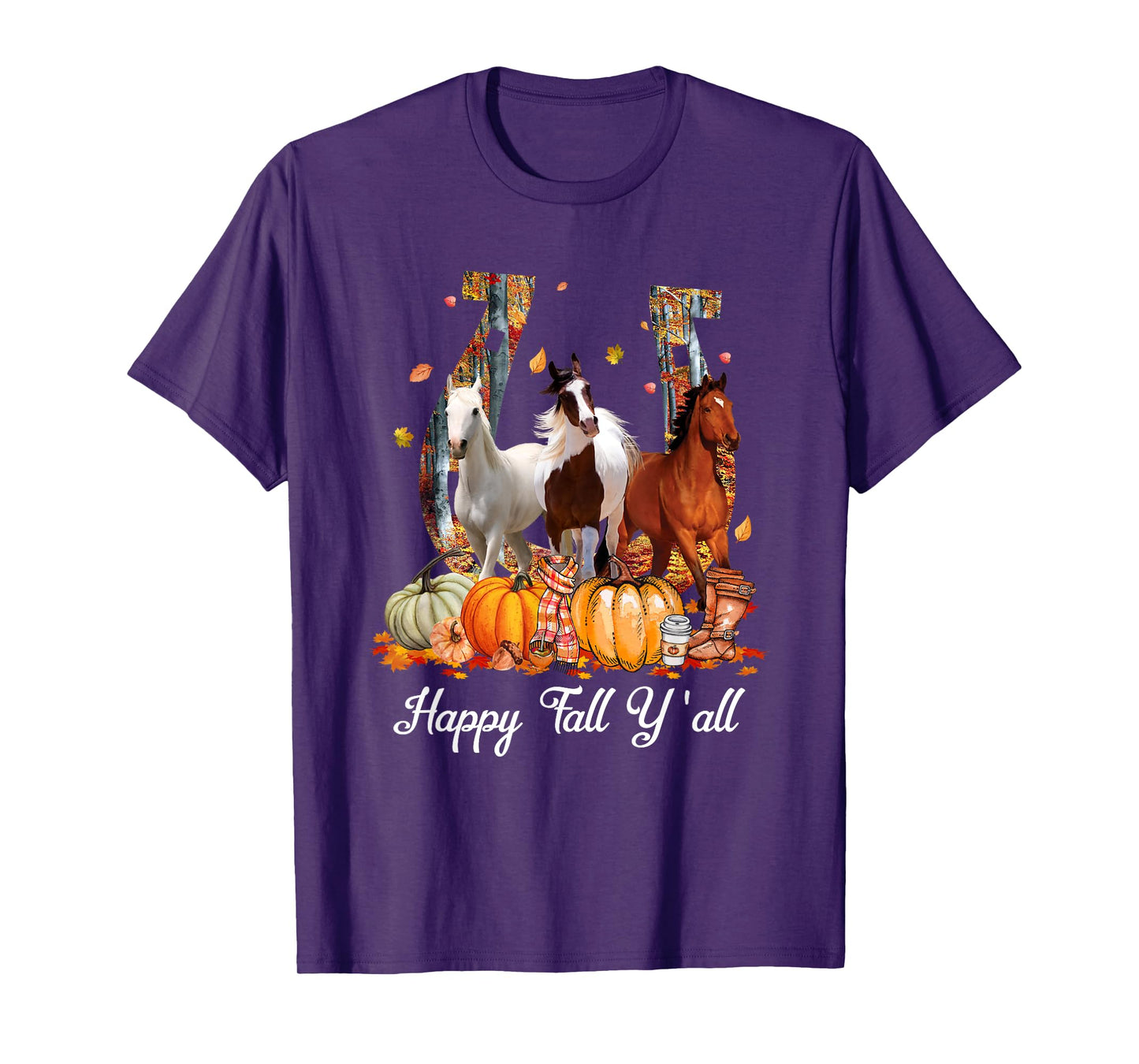 Happy Fall Y'all Horse Thanksgiving Horse Lover Halloween T-Shirt