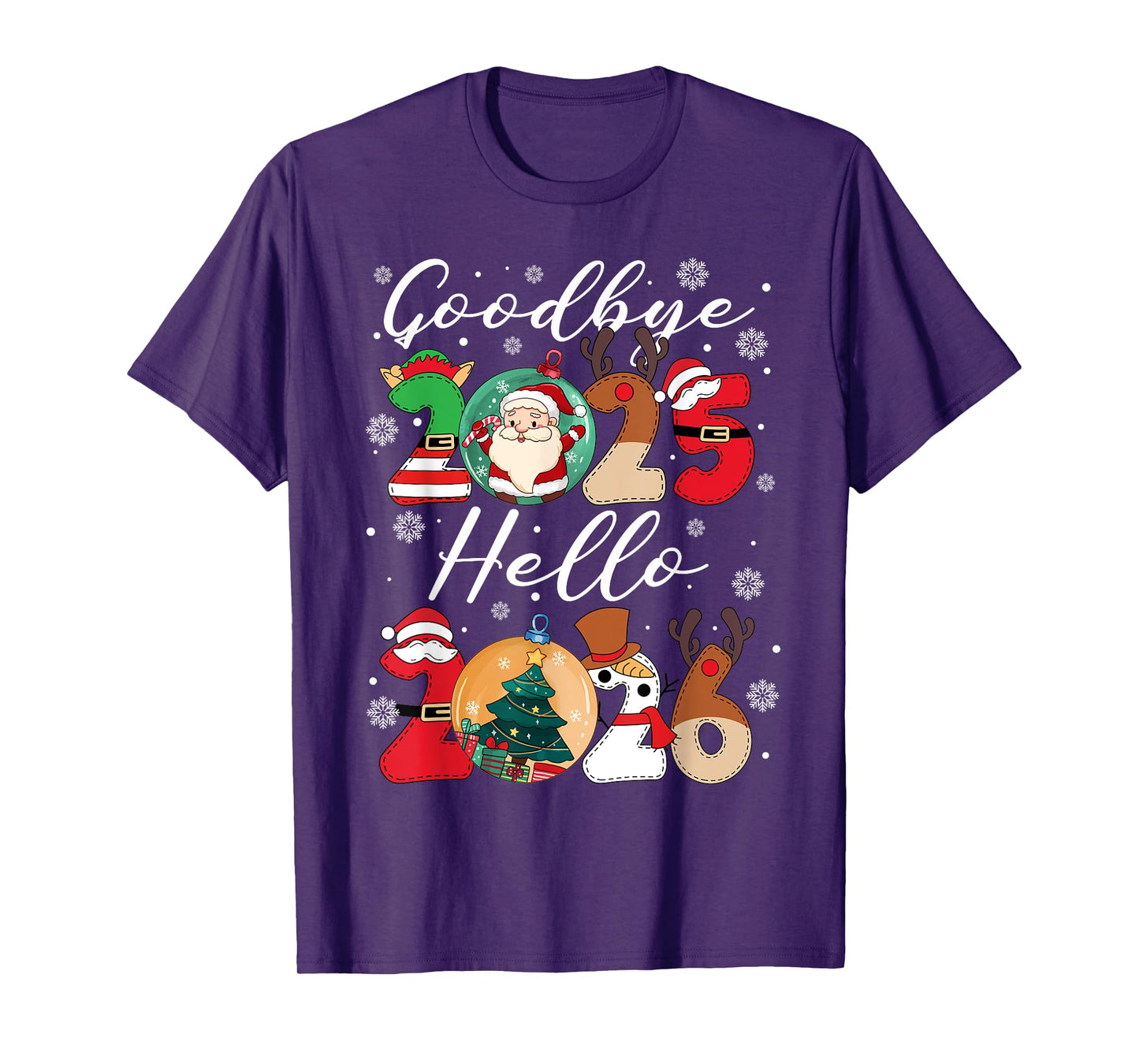 Goodbye 2025 Hello 2026 Happy New Year's Eve Christmas Xmas T-Shirt