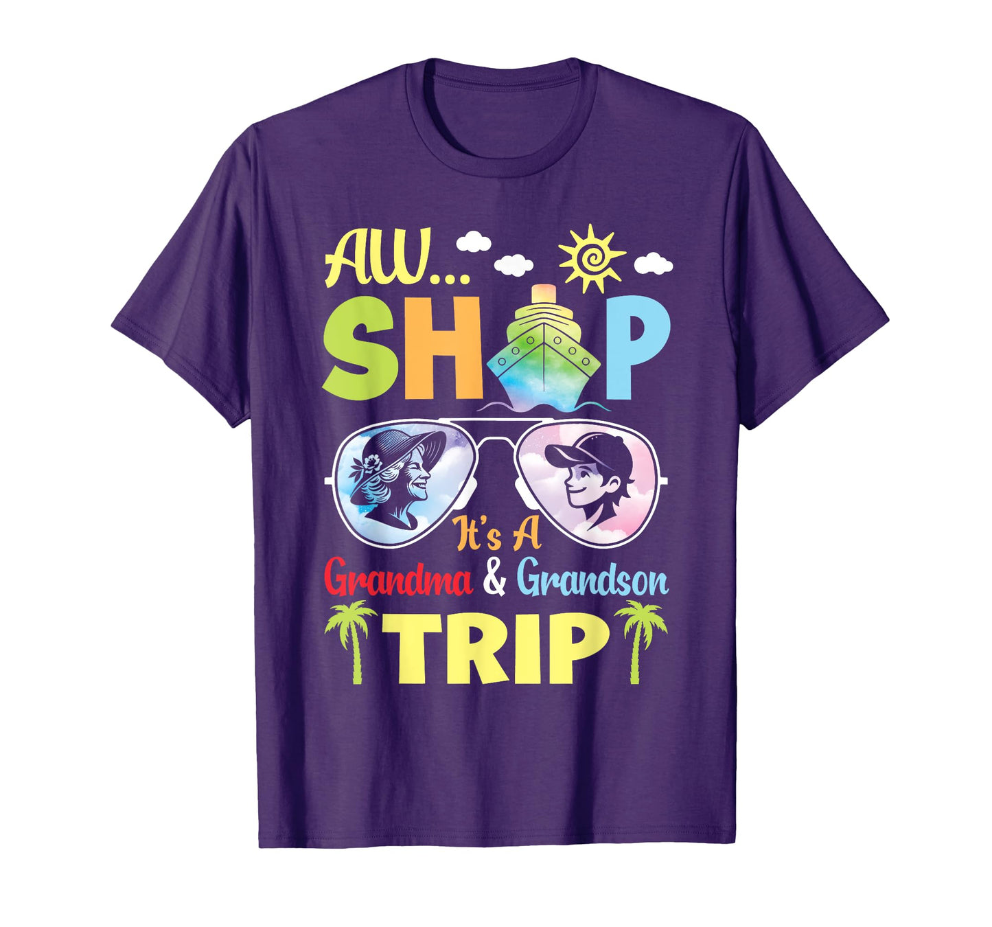 AW Cruise Ship It's A Grandma & Grandson Trip Vacation Vibes T-Shirt