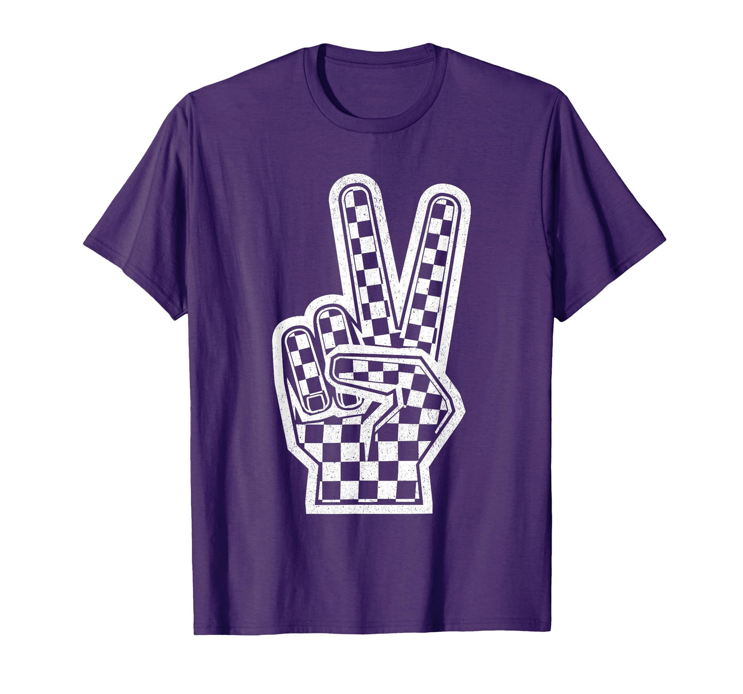 Checkered Peace Sign Shirt Vintage Racing Flag Kids Boy Girl T-Shirt