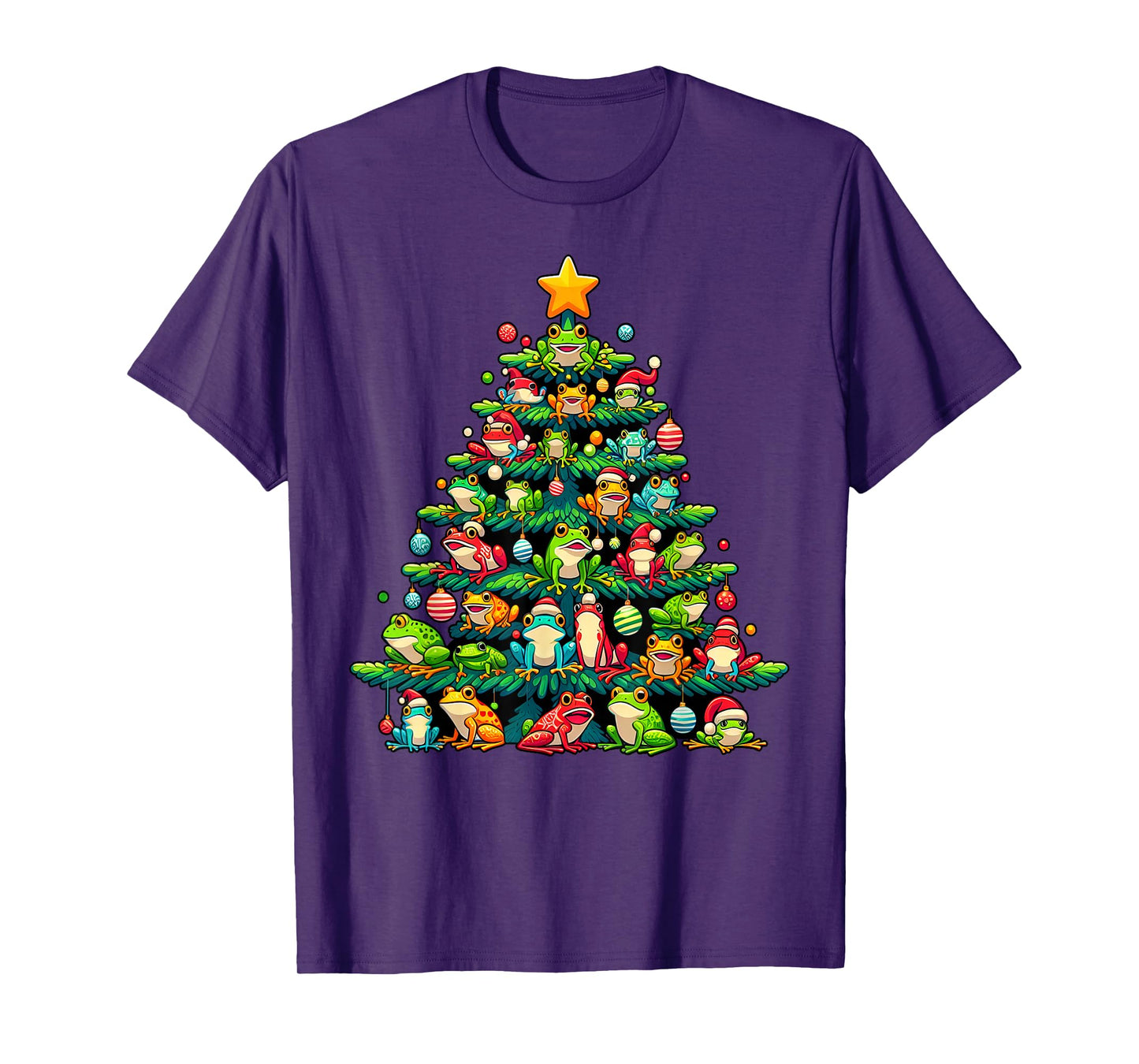 Cute Frog Christmas Tree Funny Xmas Frog Lover Men Women T-Shirt