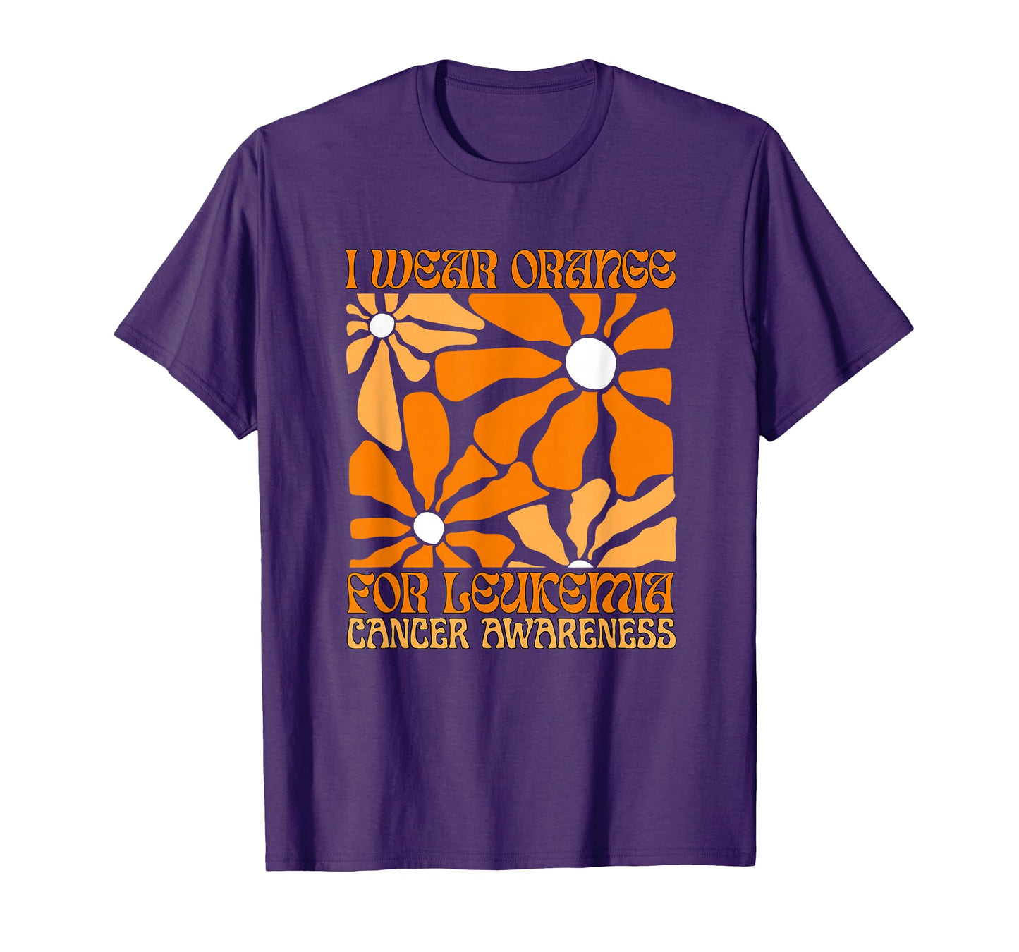 We Wear Orange Flower Support Leukemia Cancer Awareness T-Shirt