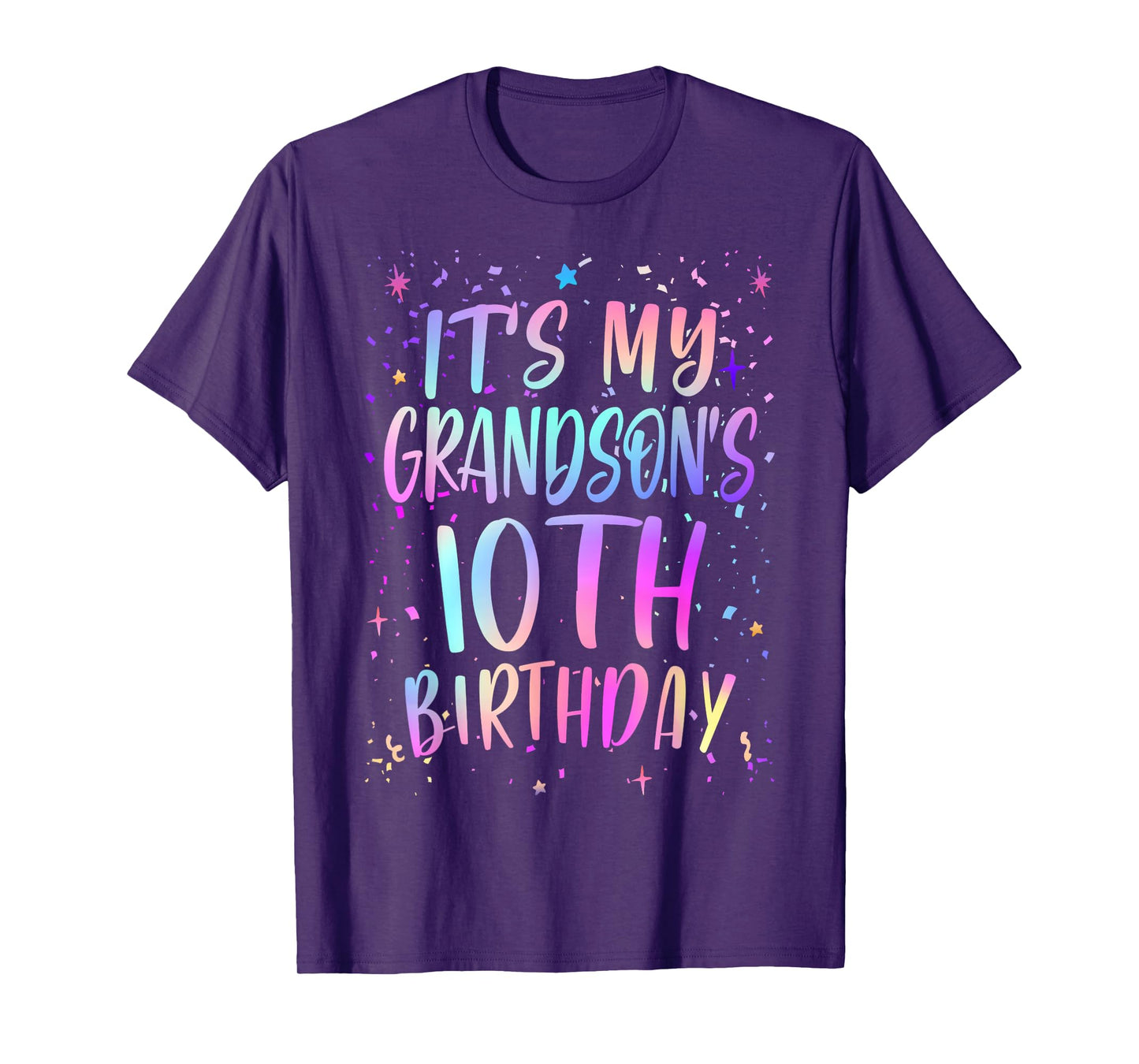 It's My Grandson's 10th Birthday Colorful Happy 10 Years Old T-Shirt