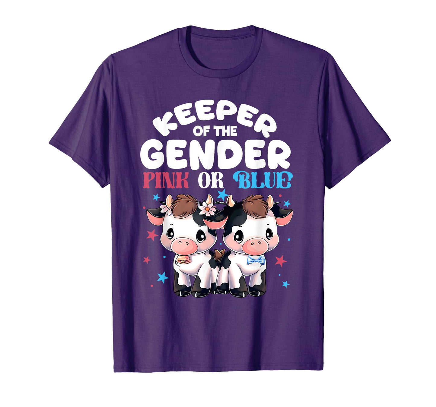 Keeper Of The Gender Cow Print Gender Reveal Decorations T-Shirt