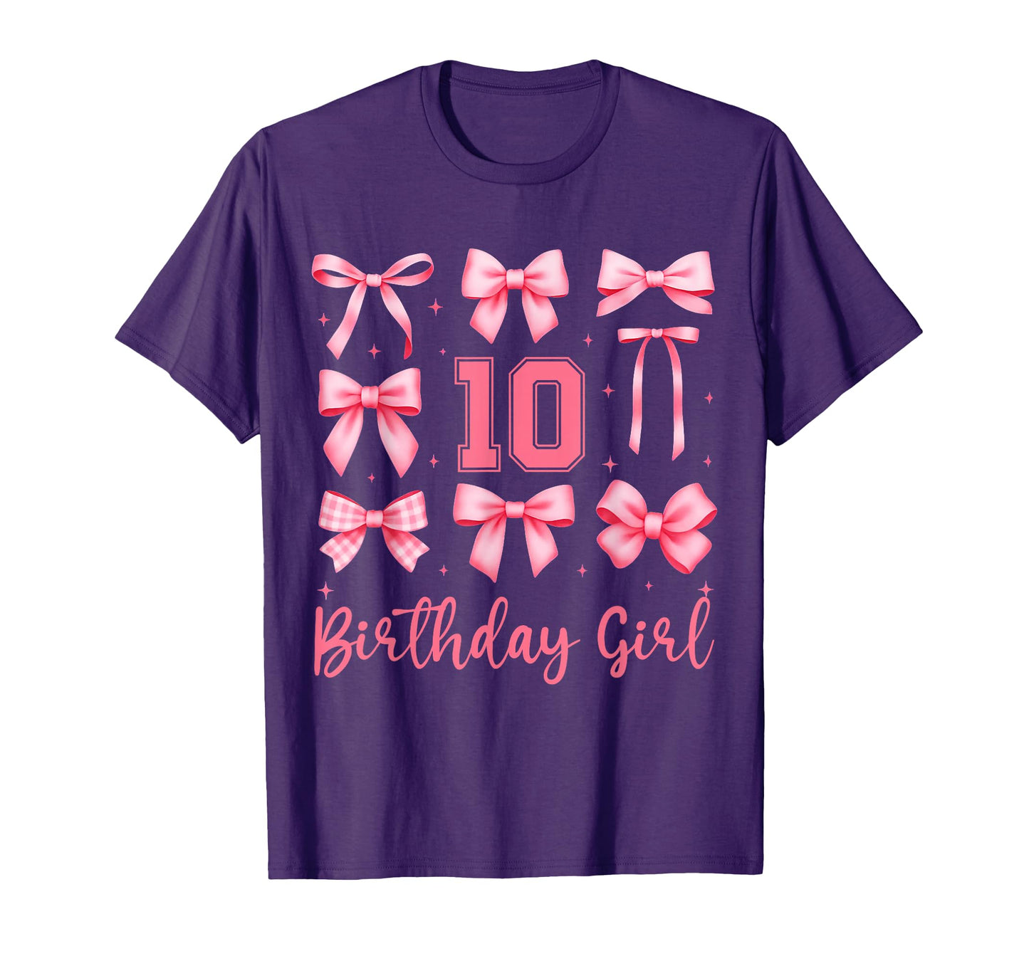 10th Birthday Girl Coquette Pink Bows Double Digits Birthday T-Shirt