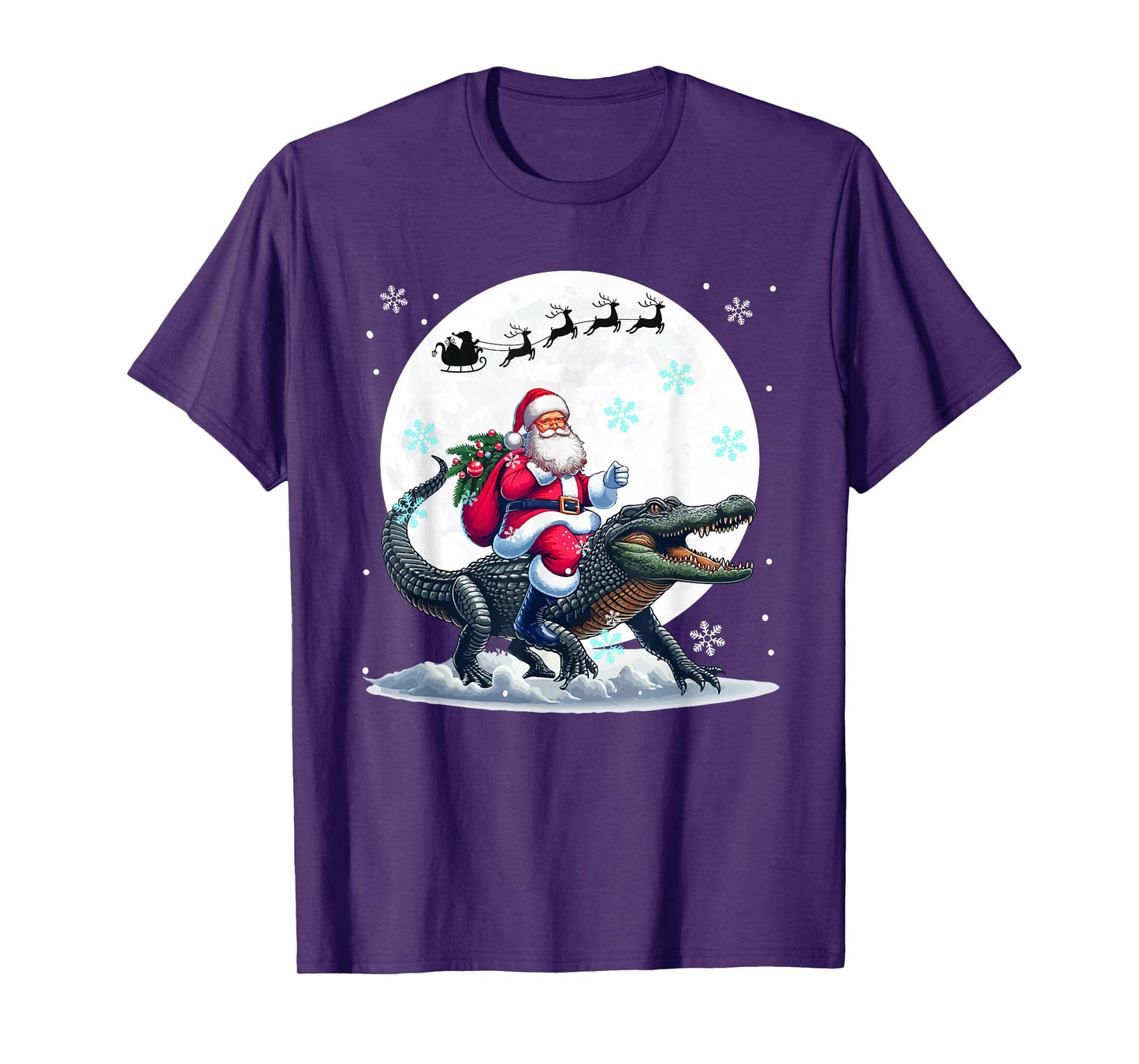 Santa Riding Alligator Christmas Moon Matching Kids Toddler T-Shirt