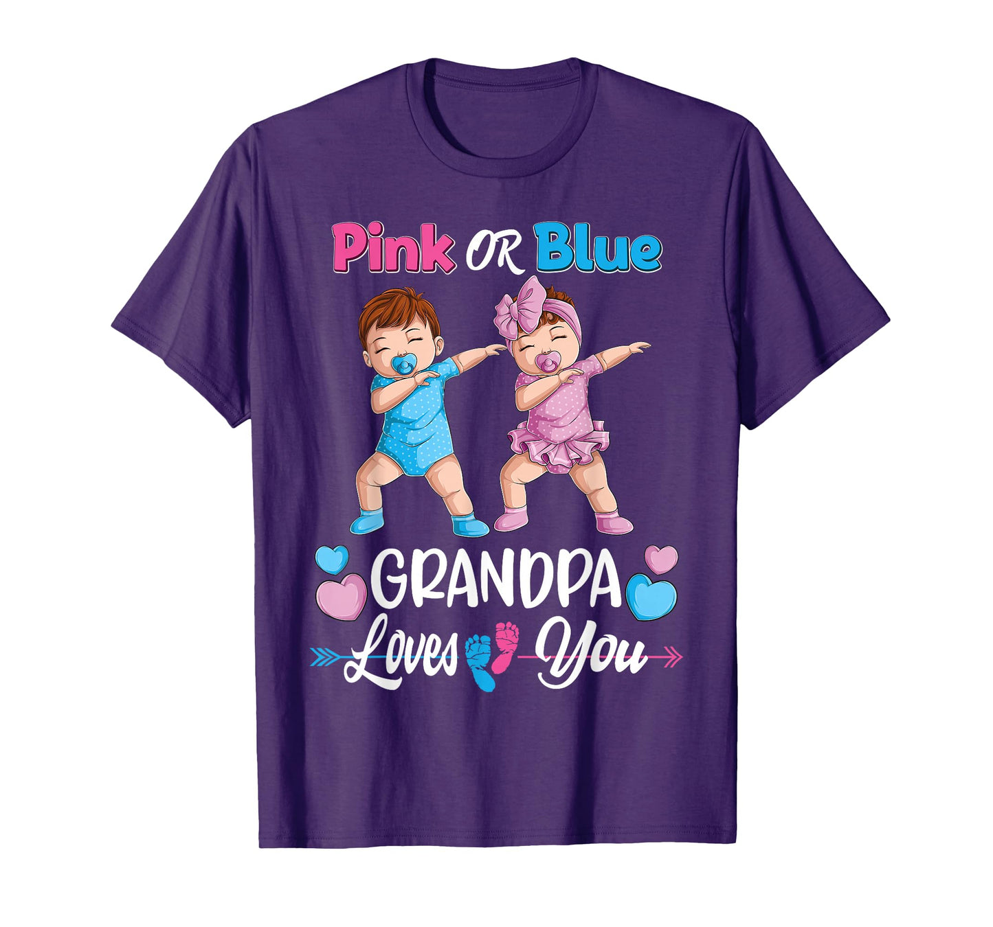 Pink Or Blue Grandpa Loves You Baby Gender Reveal Party Men T-Shirt
