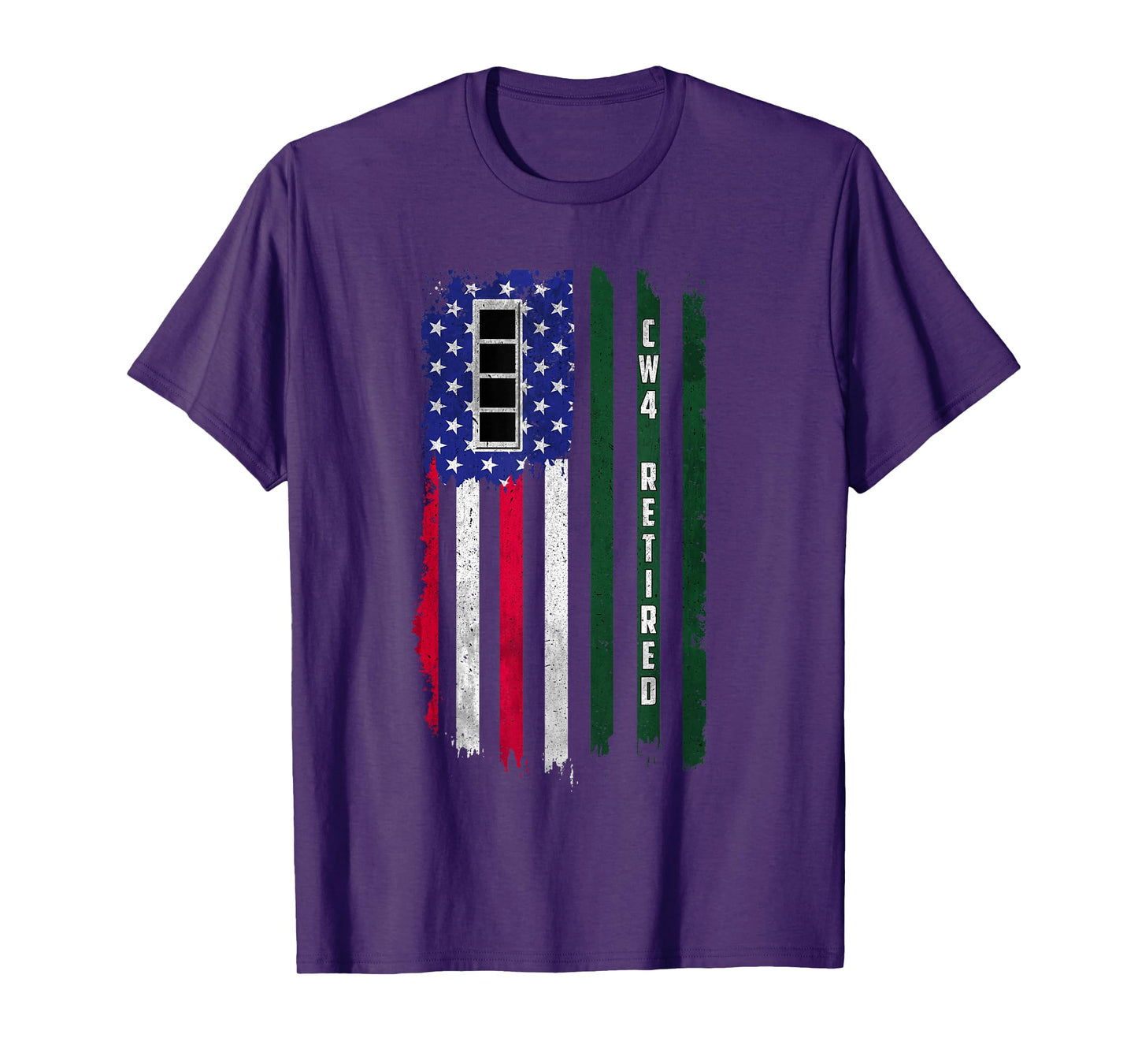 Retired W4 Chief Warrant Officer CW4 Rank American Flag Papa T-Shirt