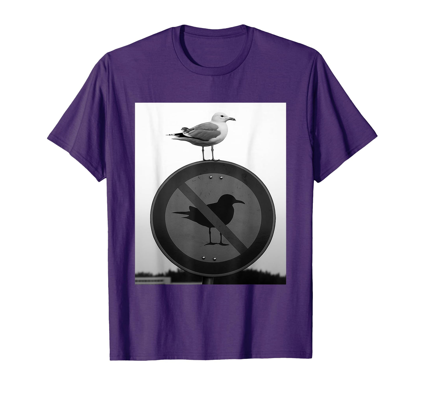 Funny Seagull Defying Rules Rebel Bird On Forbidden Sign T-Shirt