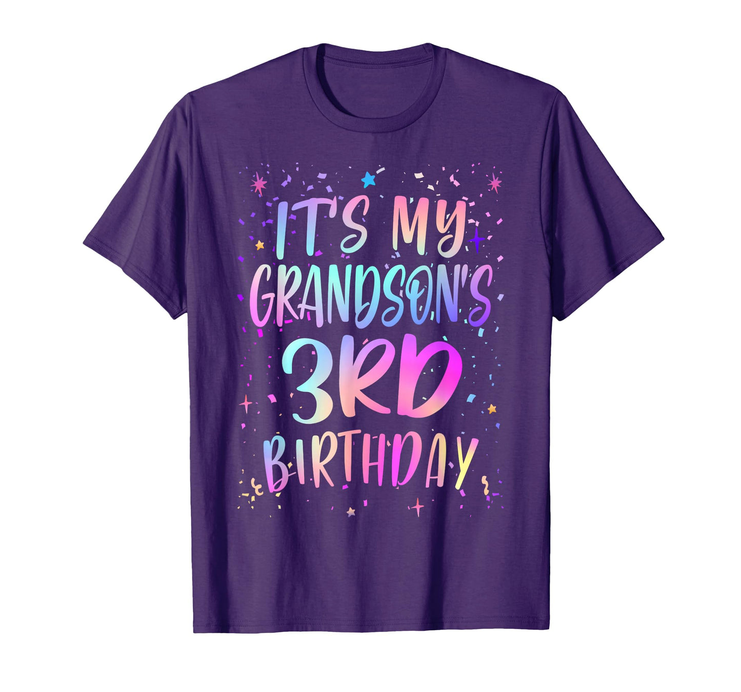 It's My Grandson's 3rd Birthday Colorful Happy 3 Years Old T-Shirt