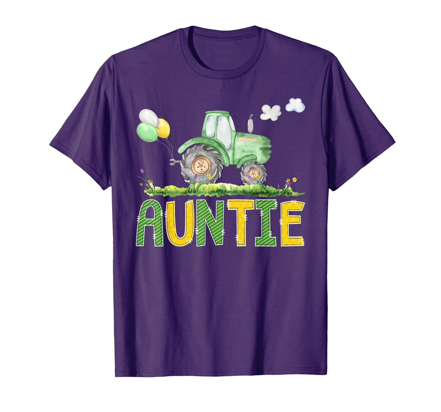 Funny Auntie Birthday Boy Tractor Farm Truck Matching T-Shirt