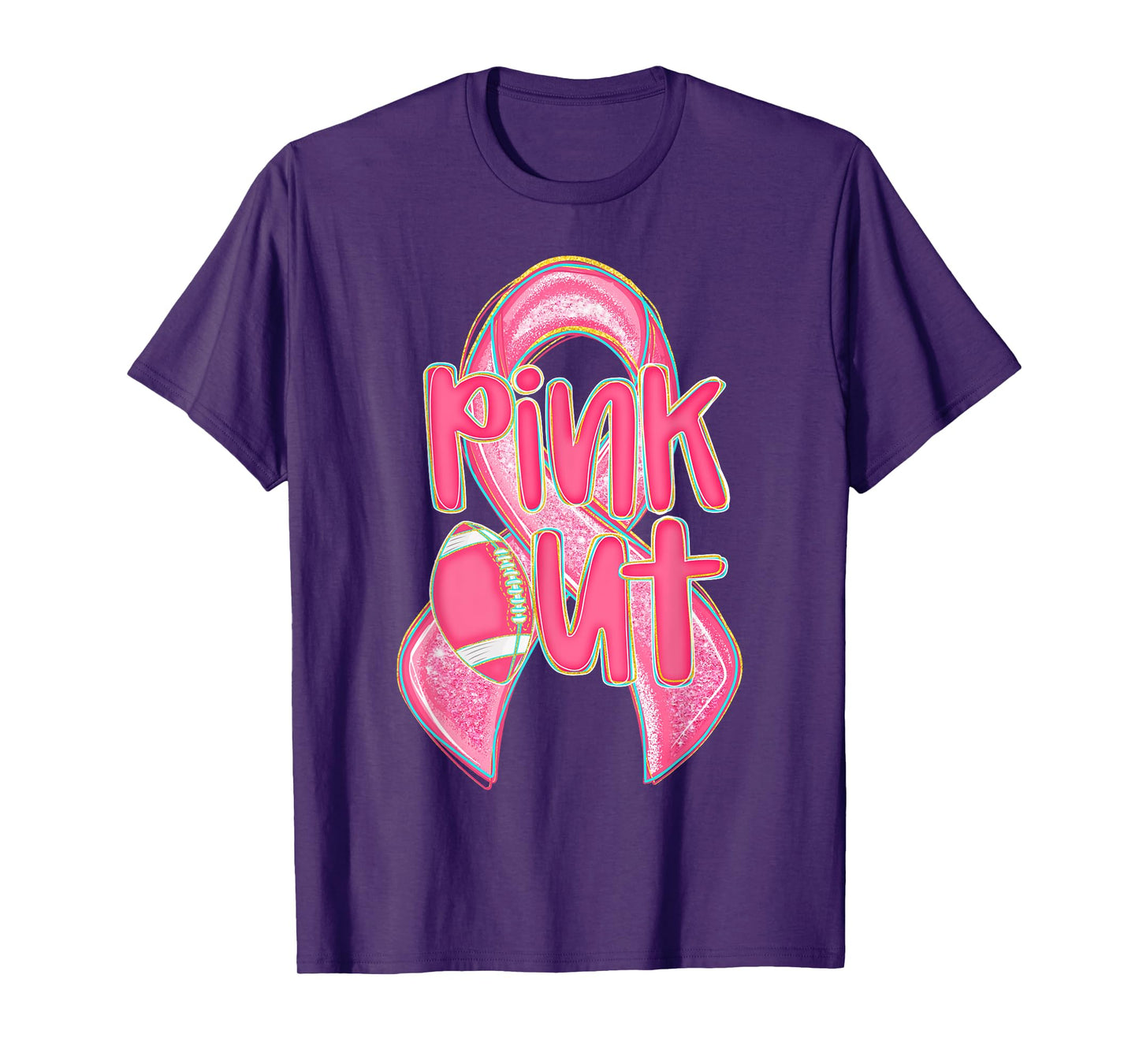 Cute Breast Cancer Pink Out Ribbon Awareness Month Football T-Shirt