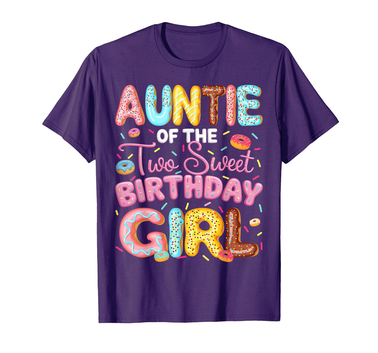 Auntie Of The Two Sweet Birthday Girl Donut 2Nd Birthday T-Shirt
