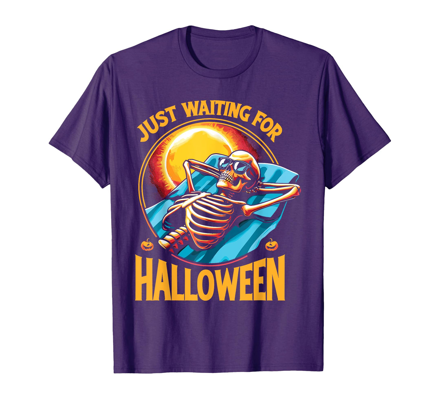 Just Waiting For Halloween Summerween Skeleton Beach T-Shirt