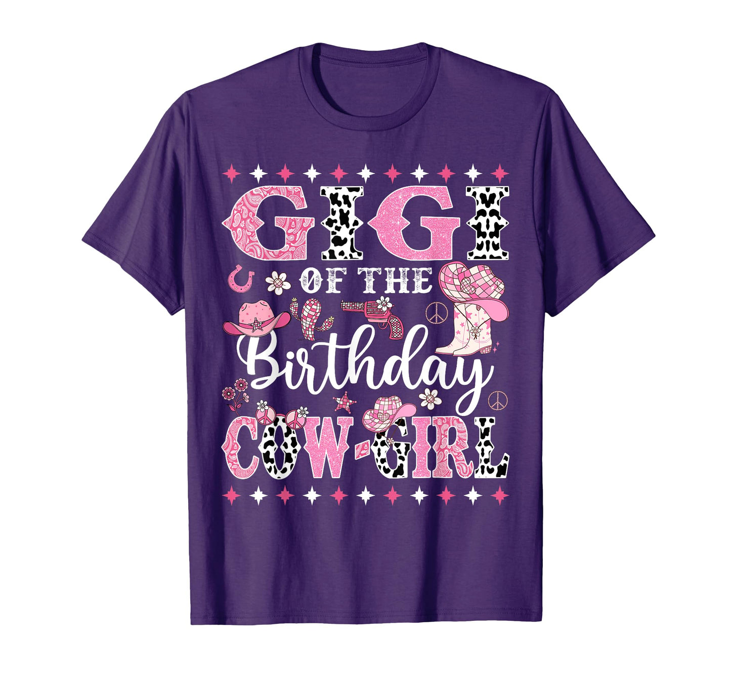 Cowgirl Birthday Matching Family Gigi Of The Birthday CowGirl Rodeo Unisex-Kids, Unisex-Adults Black Small Crew Neck Short Sleeve T-Shirt