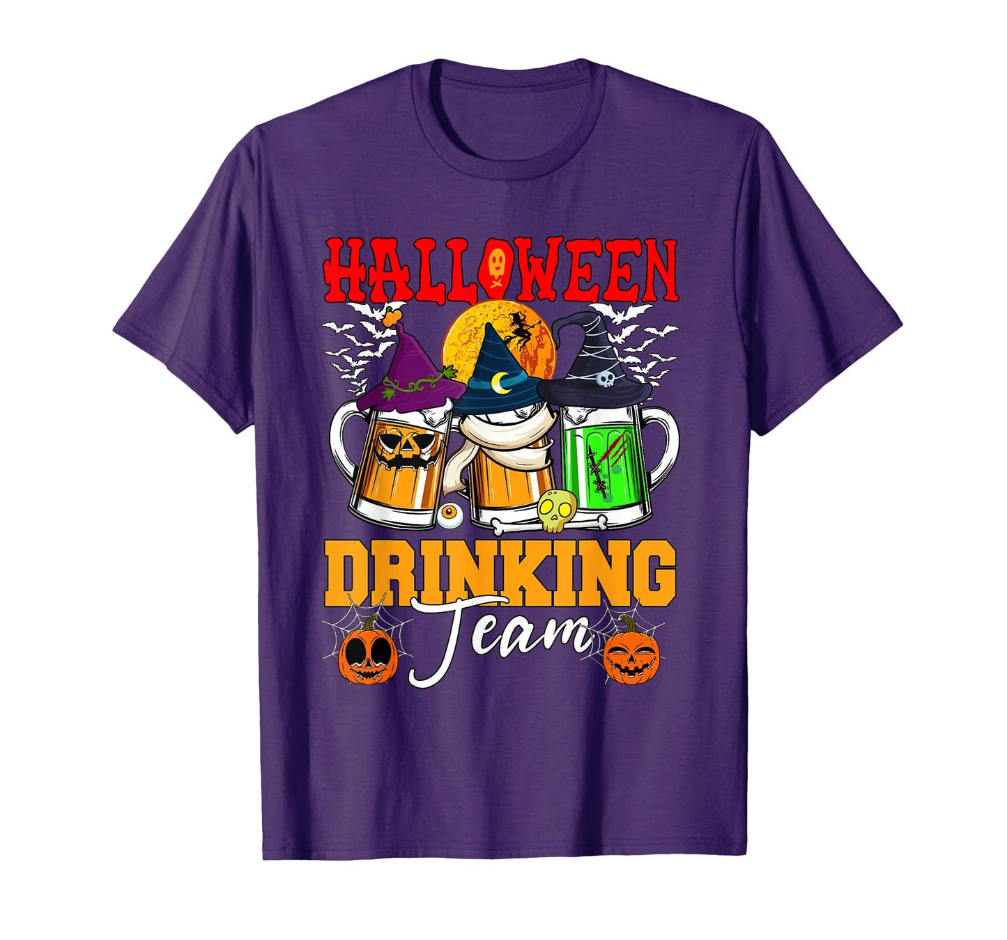 Halloween Drinking Team Three Horror Beer Glasses As Witch T-Shirt