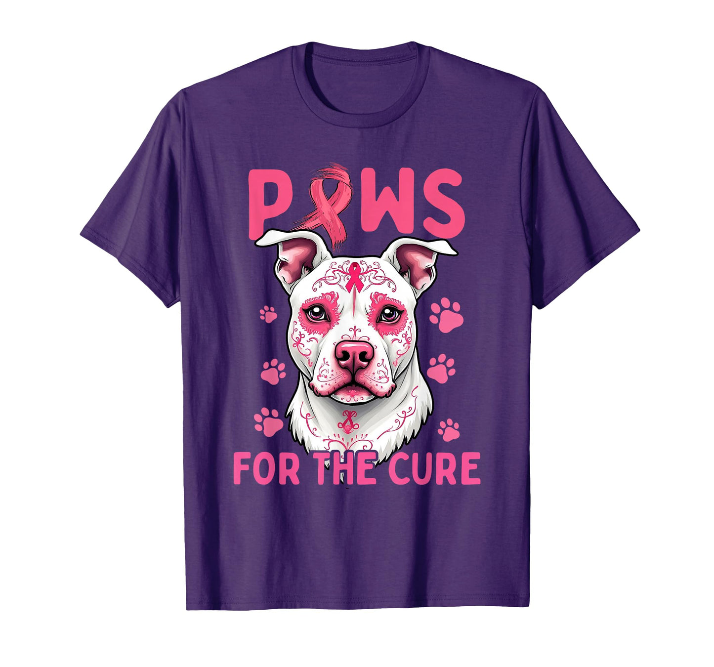 Breast Cancer Awareness Month Paws For The Cure Pitbull T-Shirt
