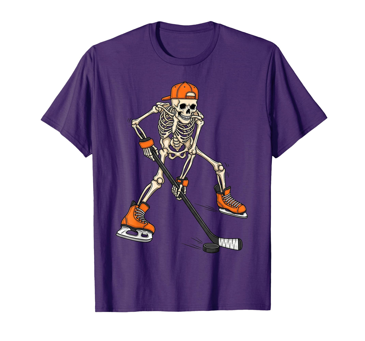 Skeleton Ice Hockey Halloween Costume Gift for Men Women Kid T-Shirt