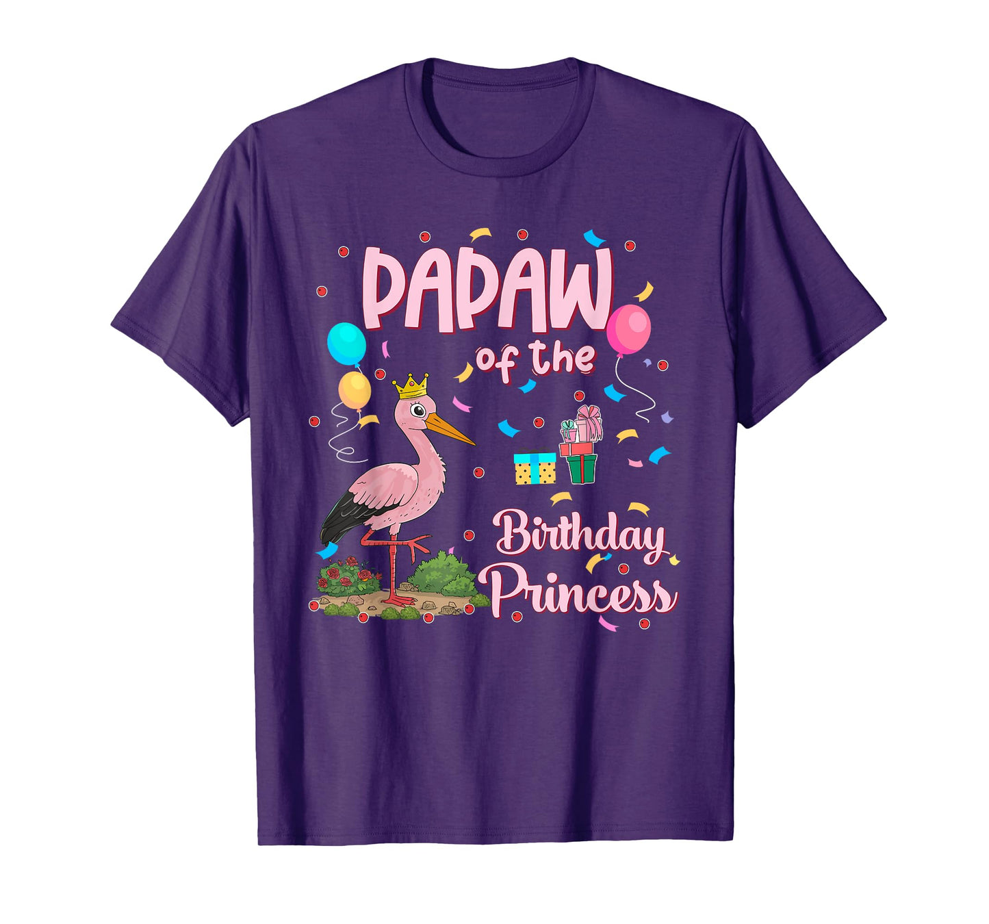 Papaw of the Birthday Princess Pink Flamingo Party Squad T-Shirt