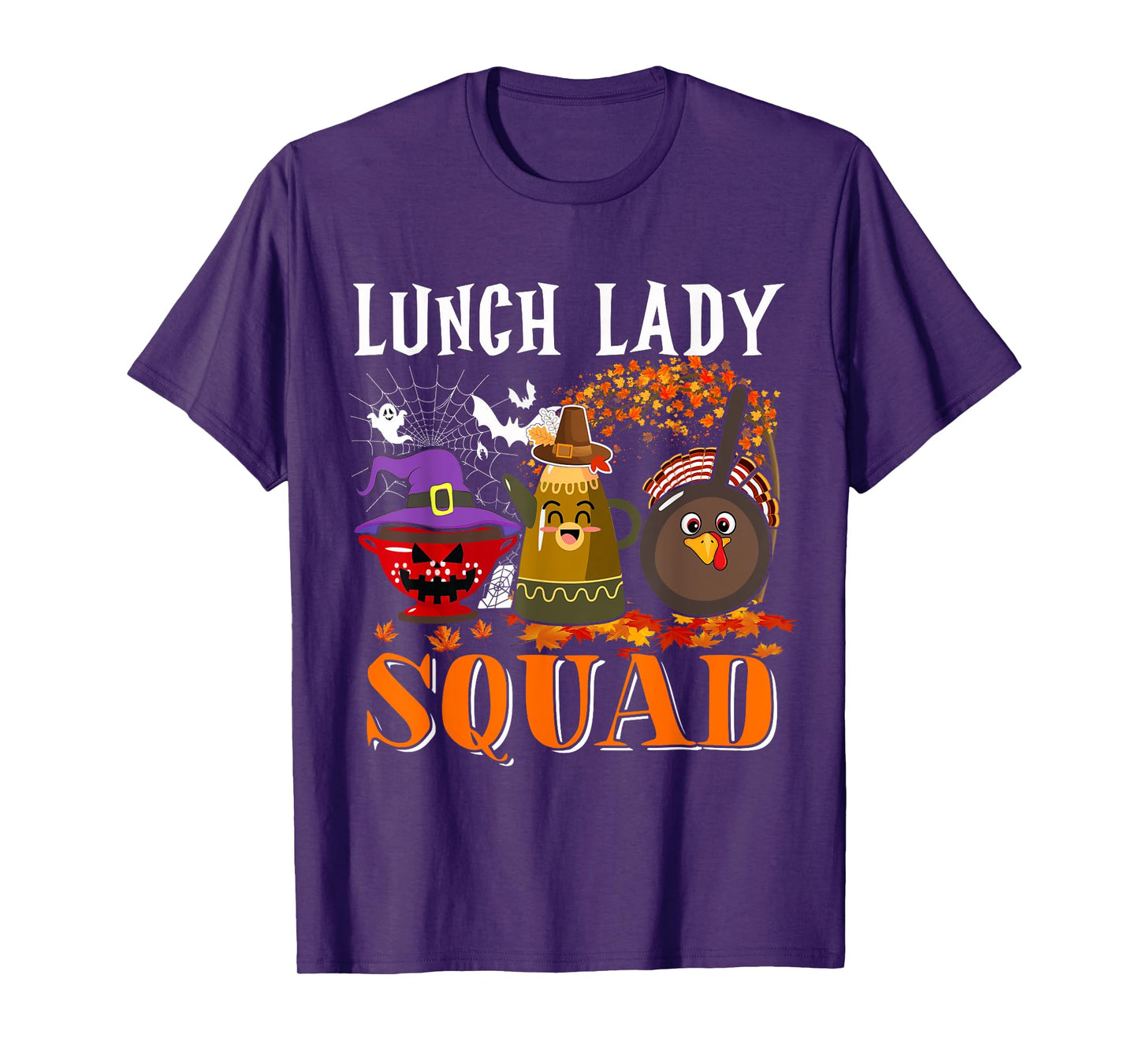 Lunch Lady Squad Thanksgiving Halloween Fall Tre Boo Ghosts T-Shirt