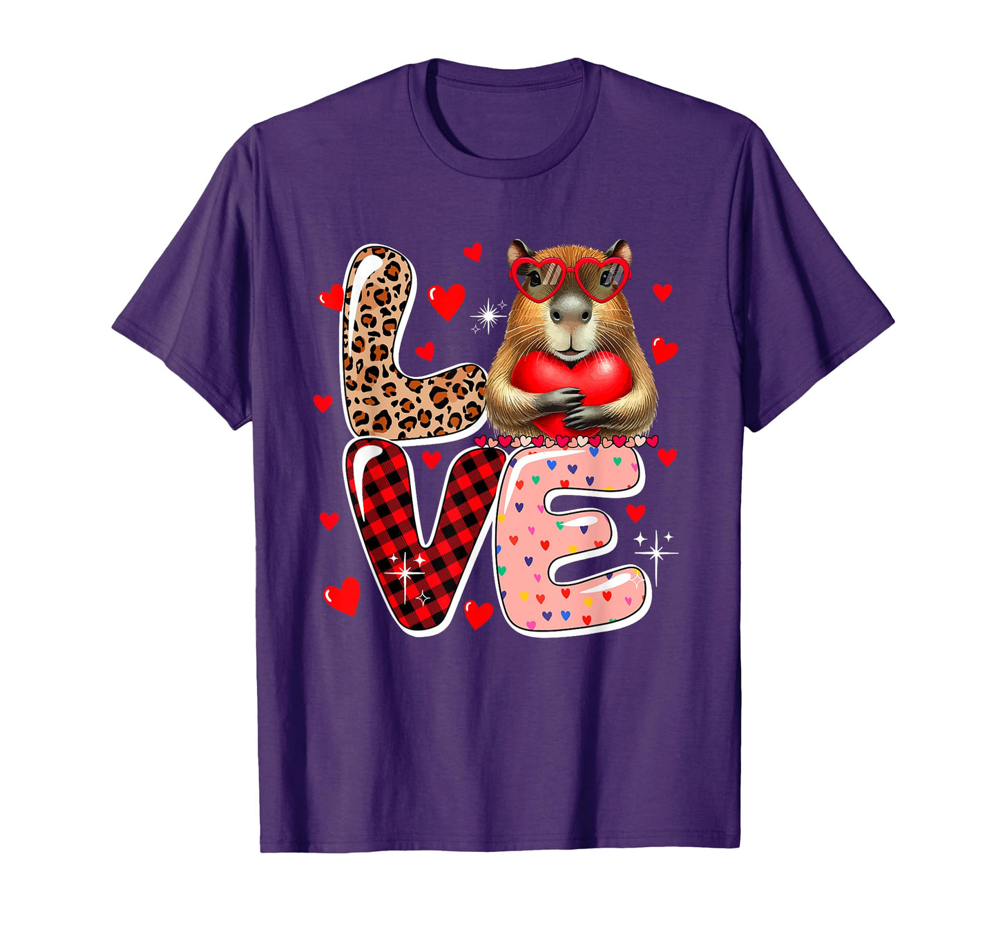 LOVE Capybara Sunglasses Hearts Valentine's Day Kids Toddler T-Shirt