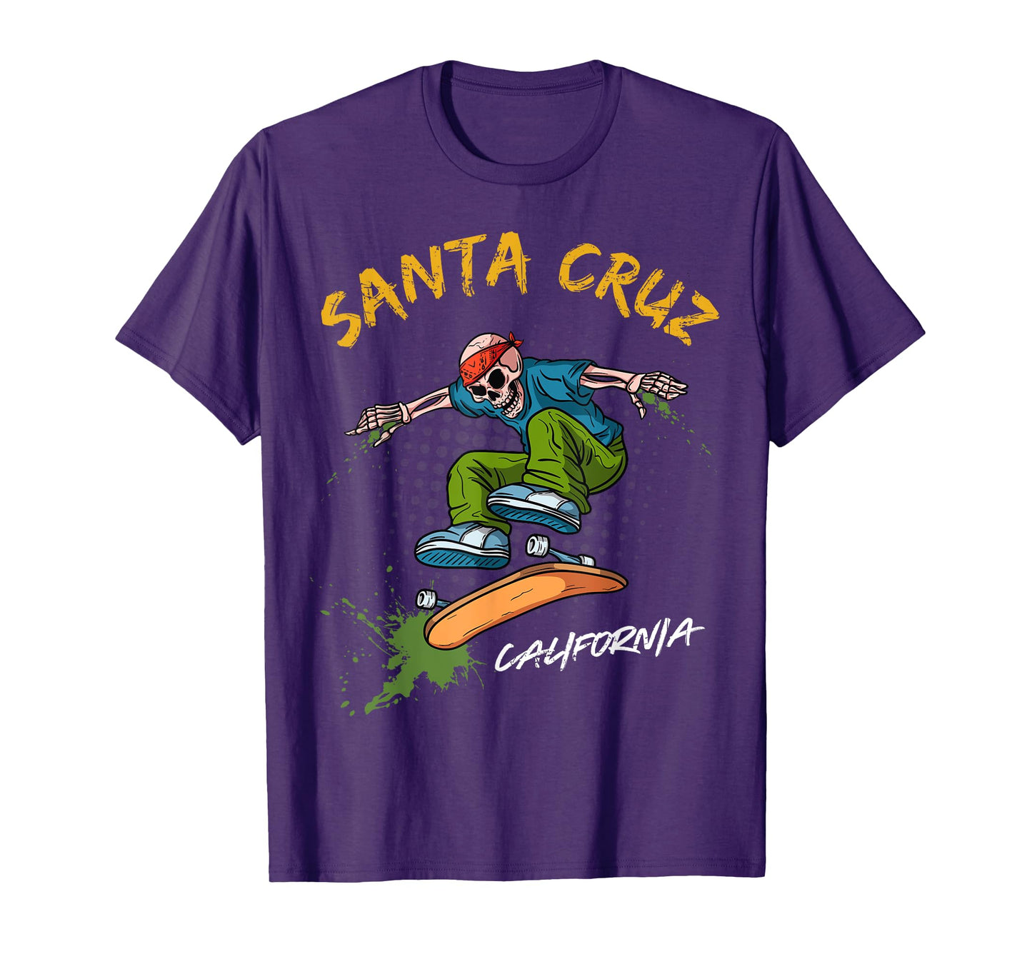 Santa-Cruz Skeleton Skateboard Beach Funny Halloween men T-Shirt