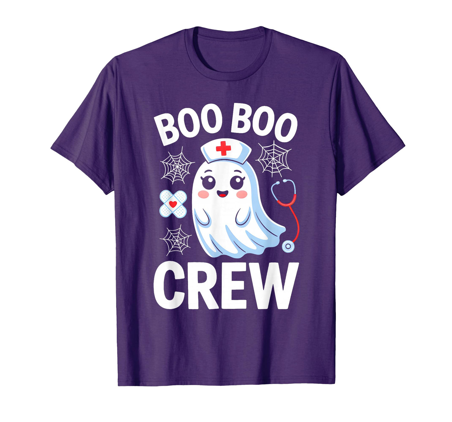 Boo Boo Crew Nurse Ghost Halloween Scrub Top Nursing Women T-Shirt