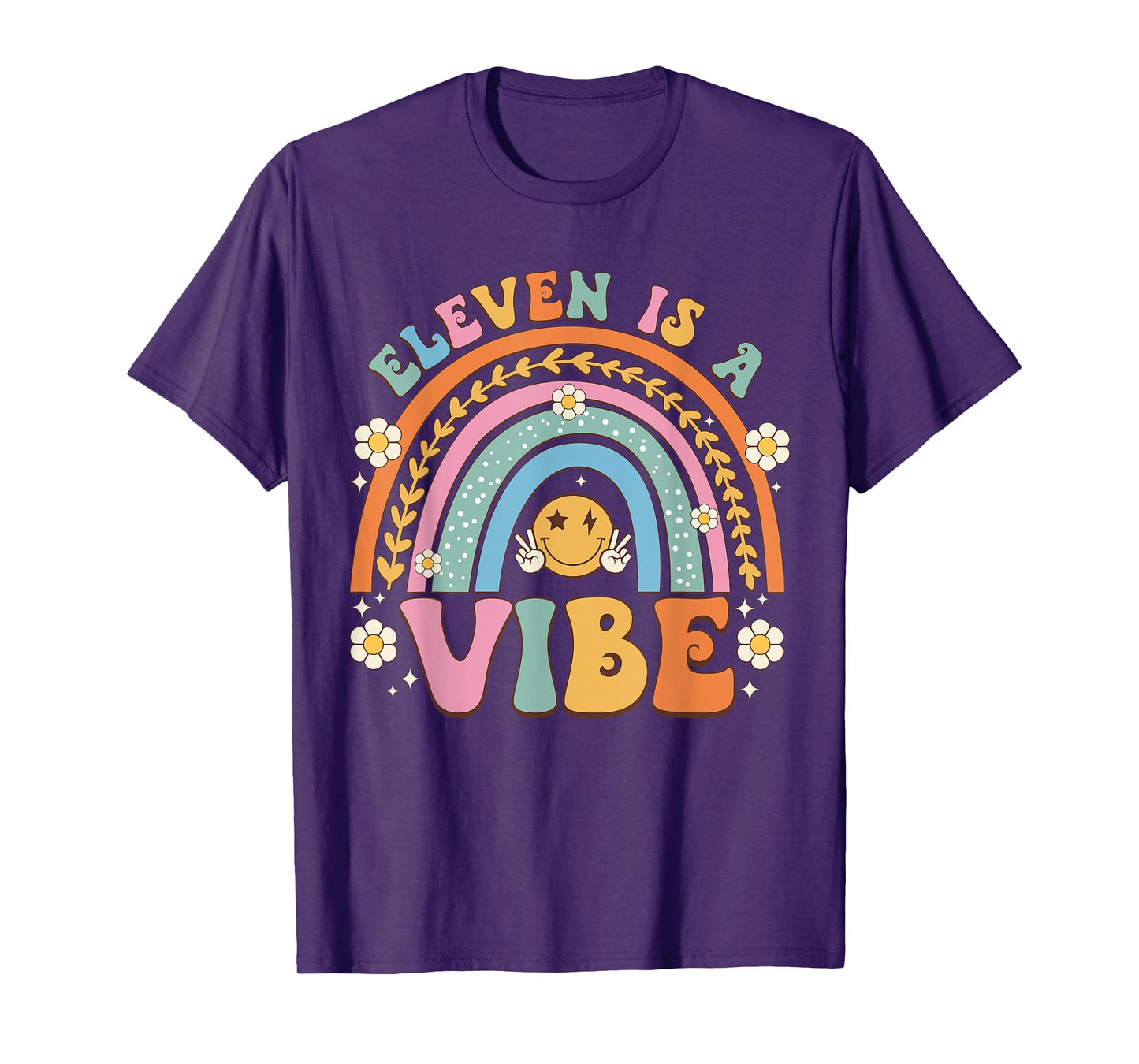 Eleven Is A Vibe 11 Years Old 11th Birthday Groovy Party T-Shirt