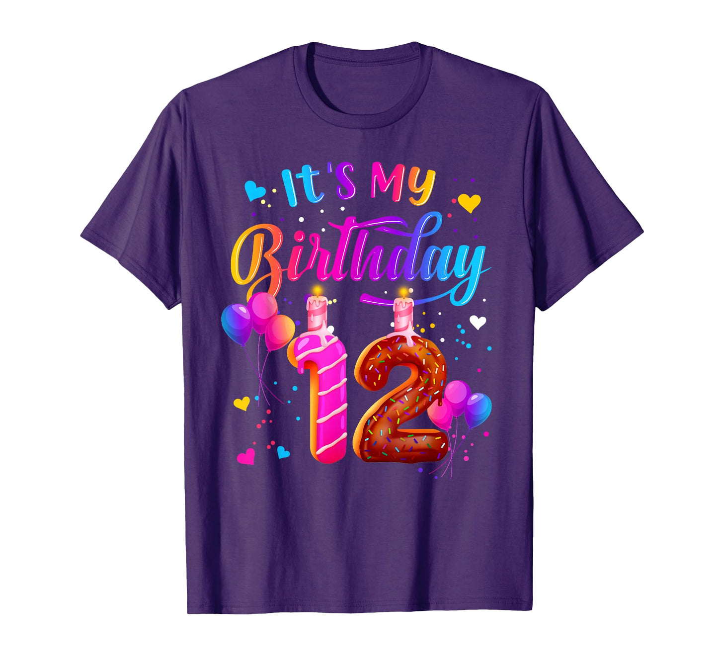 It's My 12th Birthday Doughnut Happy 12 Years Old Girl Kids T-Shirt
