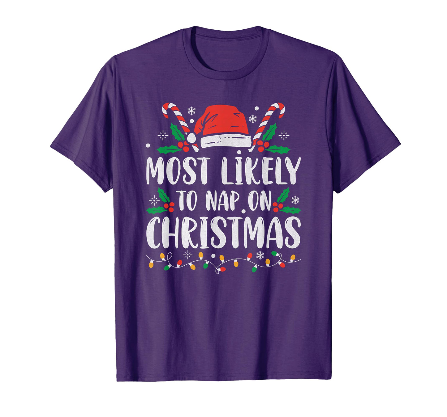 Most Likely To Nap On Christmas Funny Family Christmas T-Shirt