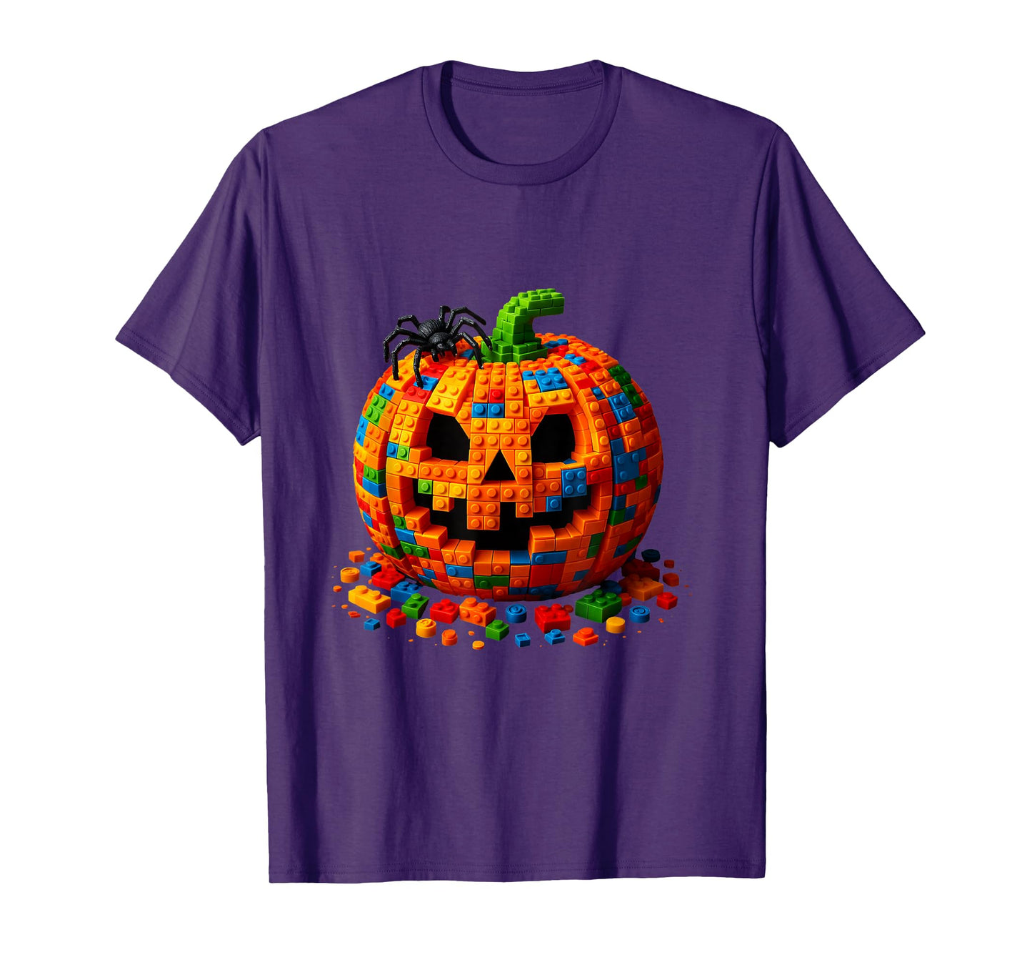 Building Bricks Halloween Pumpkin Master Builder Brick Treat T-Shirt