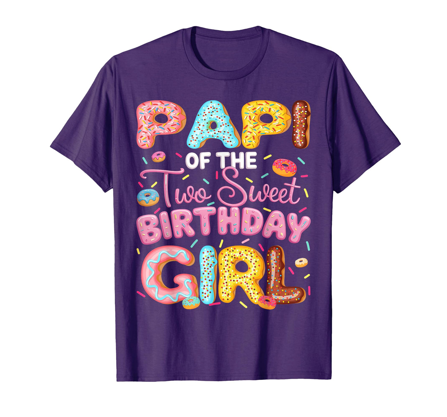 Papi Of The Two Sweet Birthday Girl Donut 2Nd Birthday T-Shirt