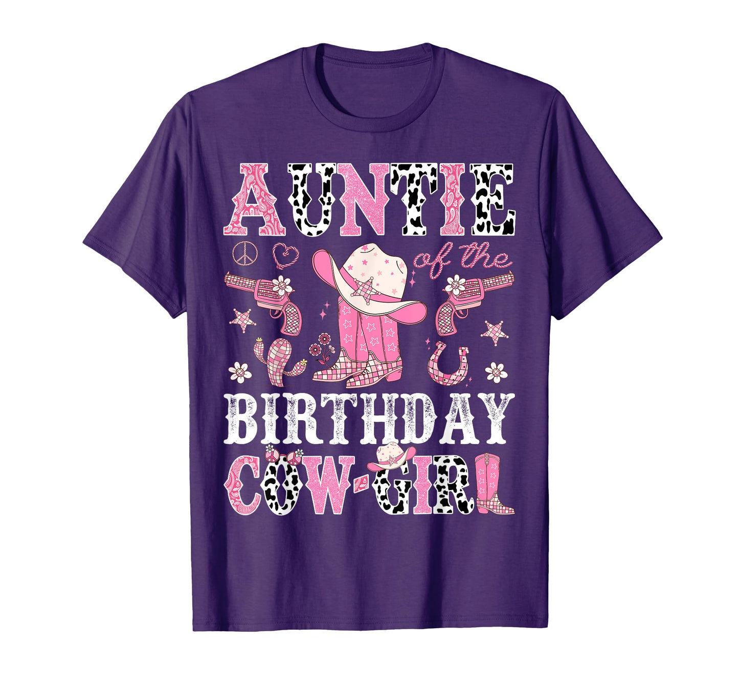Auntie Of The Birthday CowGirl Pink Disco Rodeo Western T-Shirt