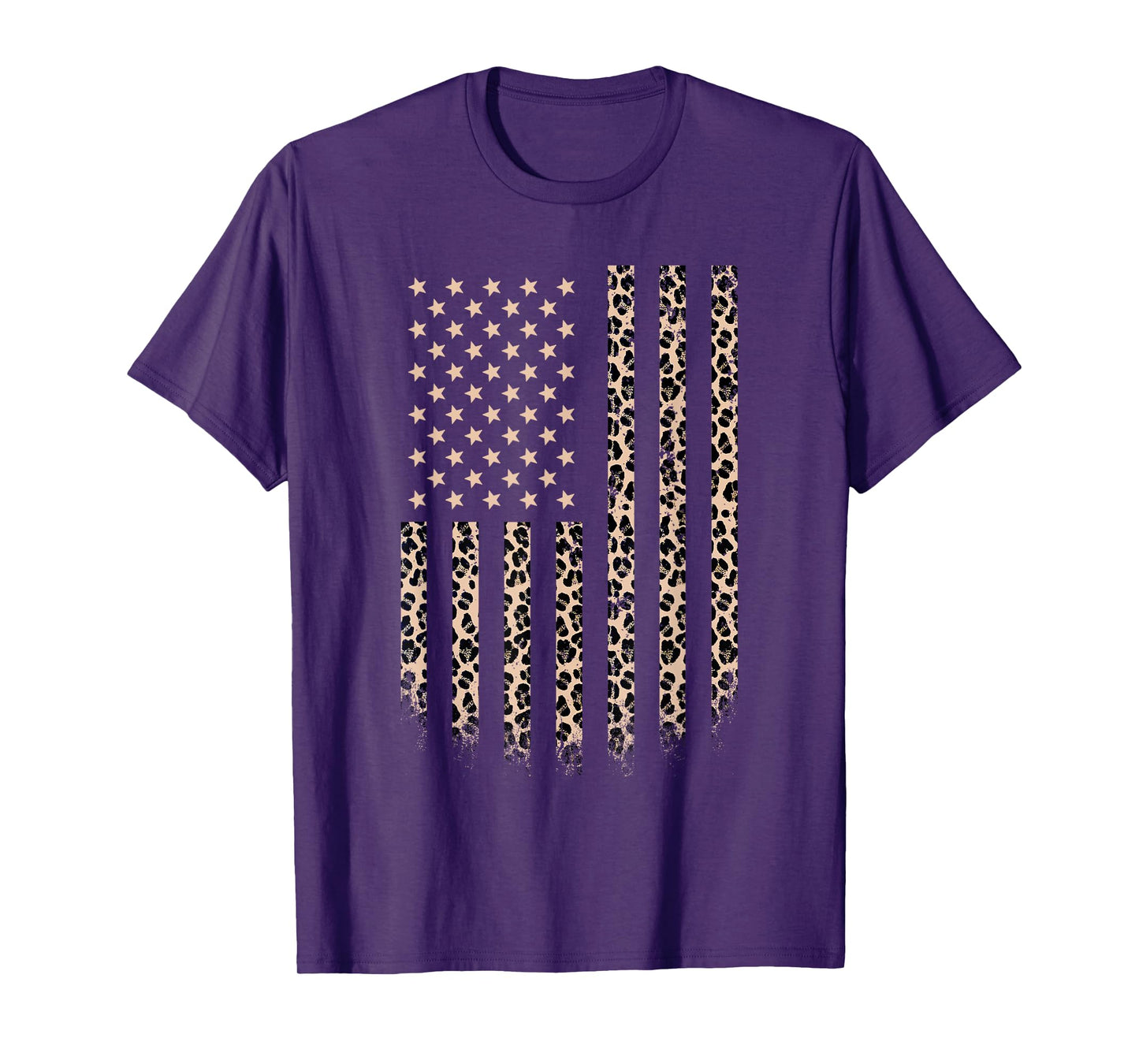 Leopard American flag Leopard Print 4th of july Animal Lover T-Shirt for Women Kids Men
