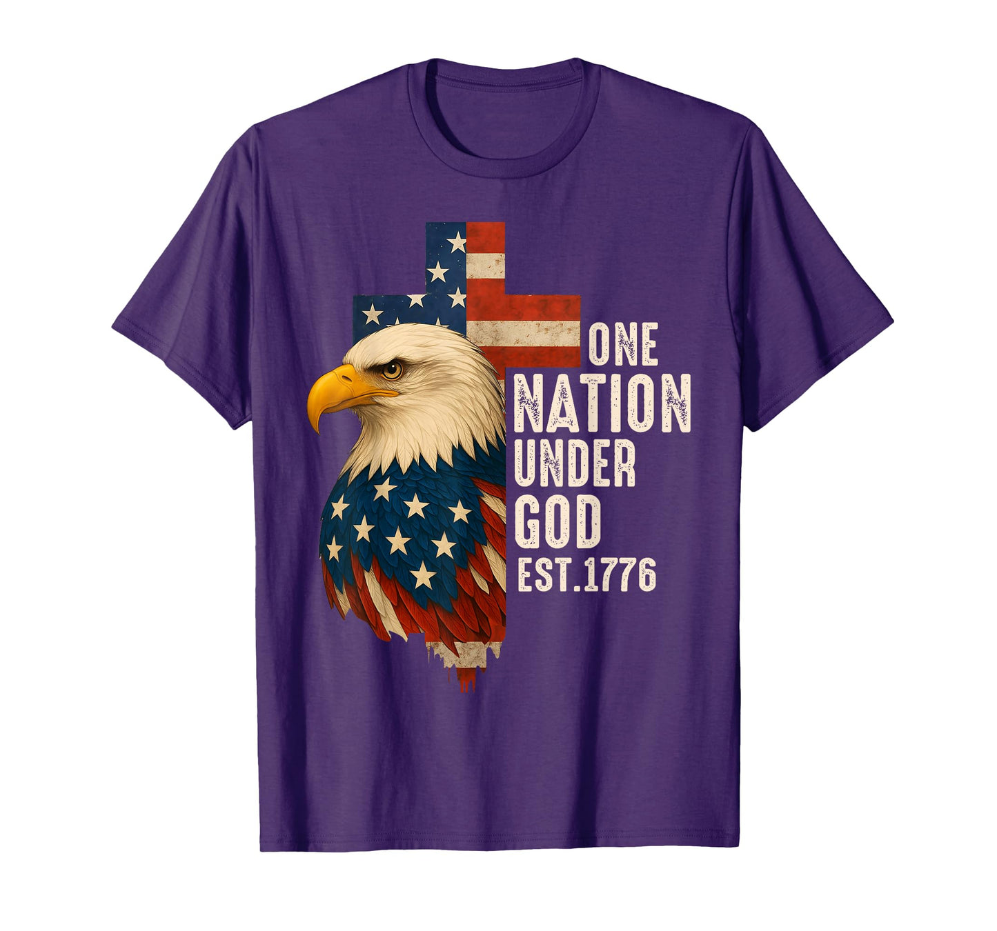 One Nation Under God Flag 4th Of July Patriotic Christian T-Shirt