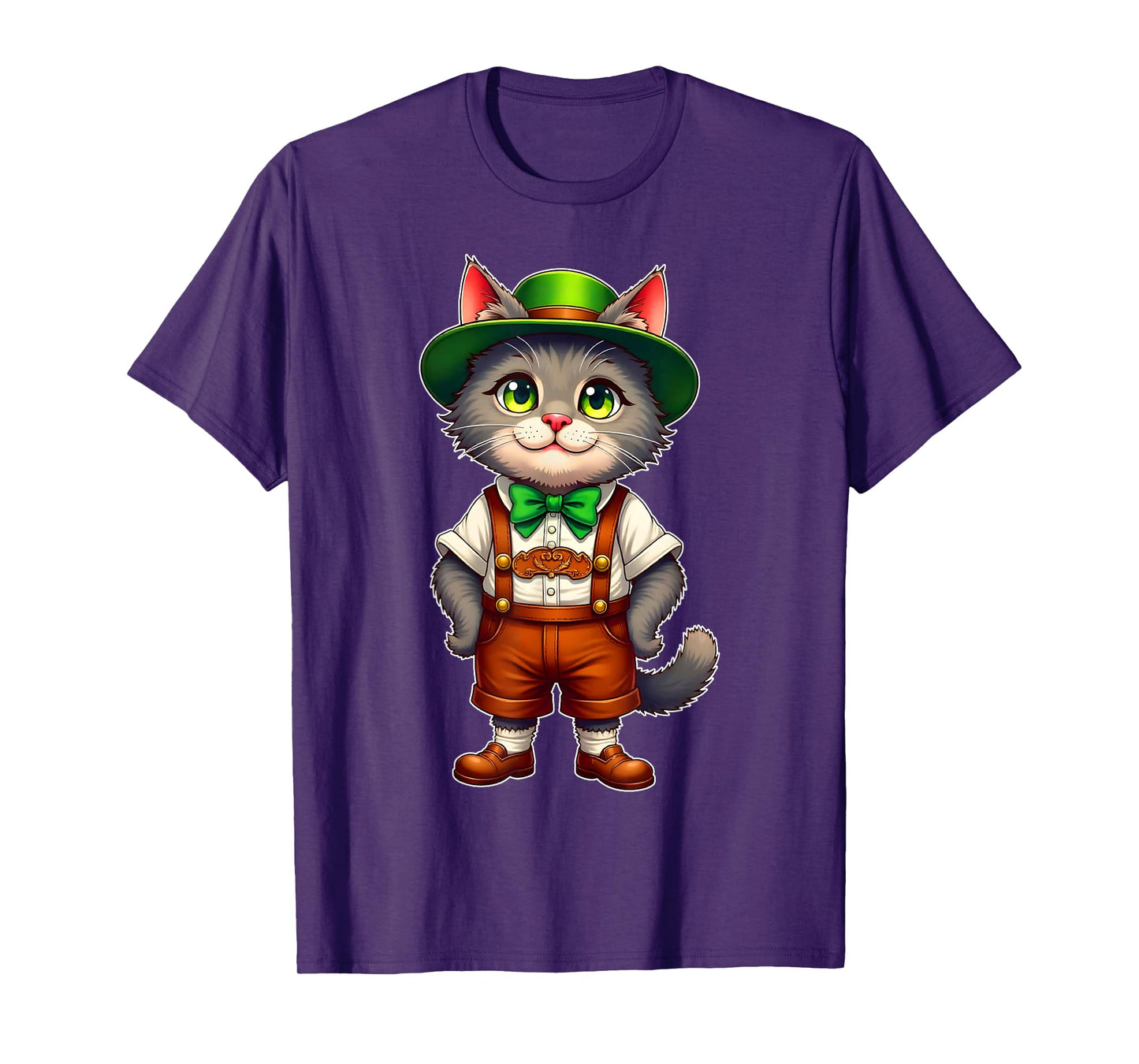 Funny Cat Kitten In Lederhosen Costume Oktoberfest Men Women T-Shirt