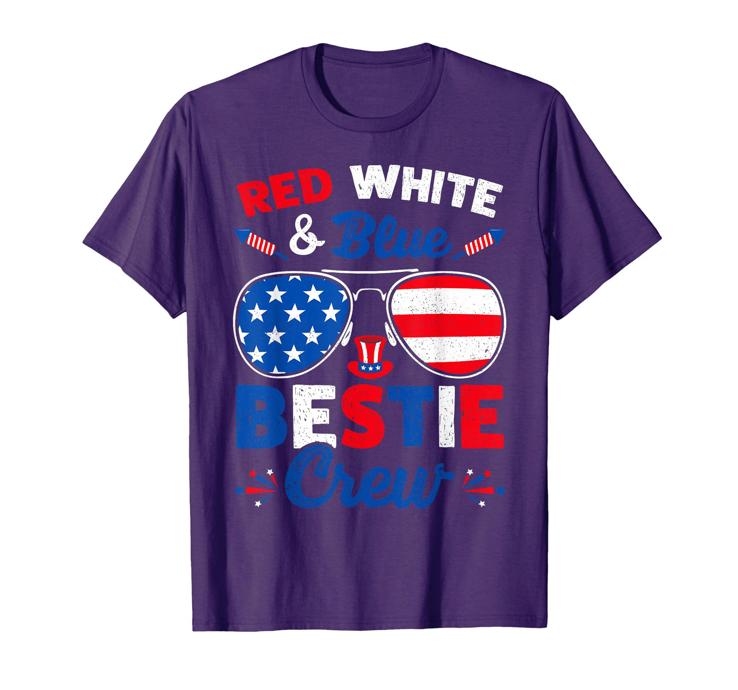 Retro 4th Of July Red White & Blue Bestie Crew American Flag Women Men T-Shirt