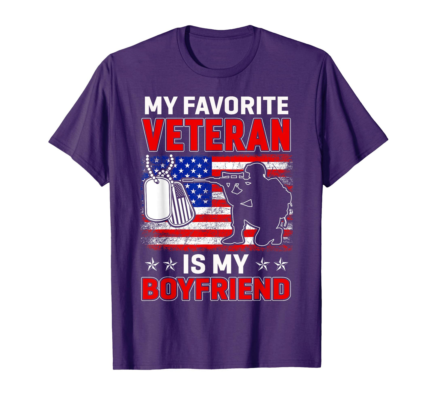 My Favorite Veteran Is My Boyfriend Usa Flag Veterans Day T-Shirt
