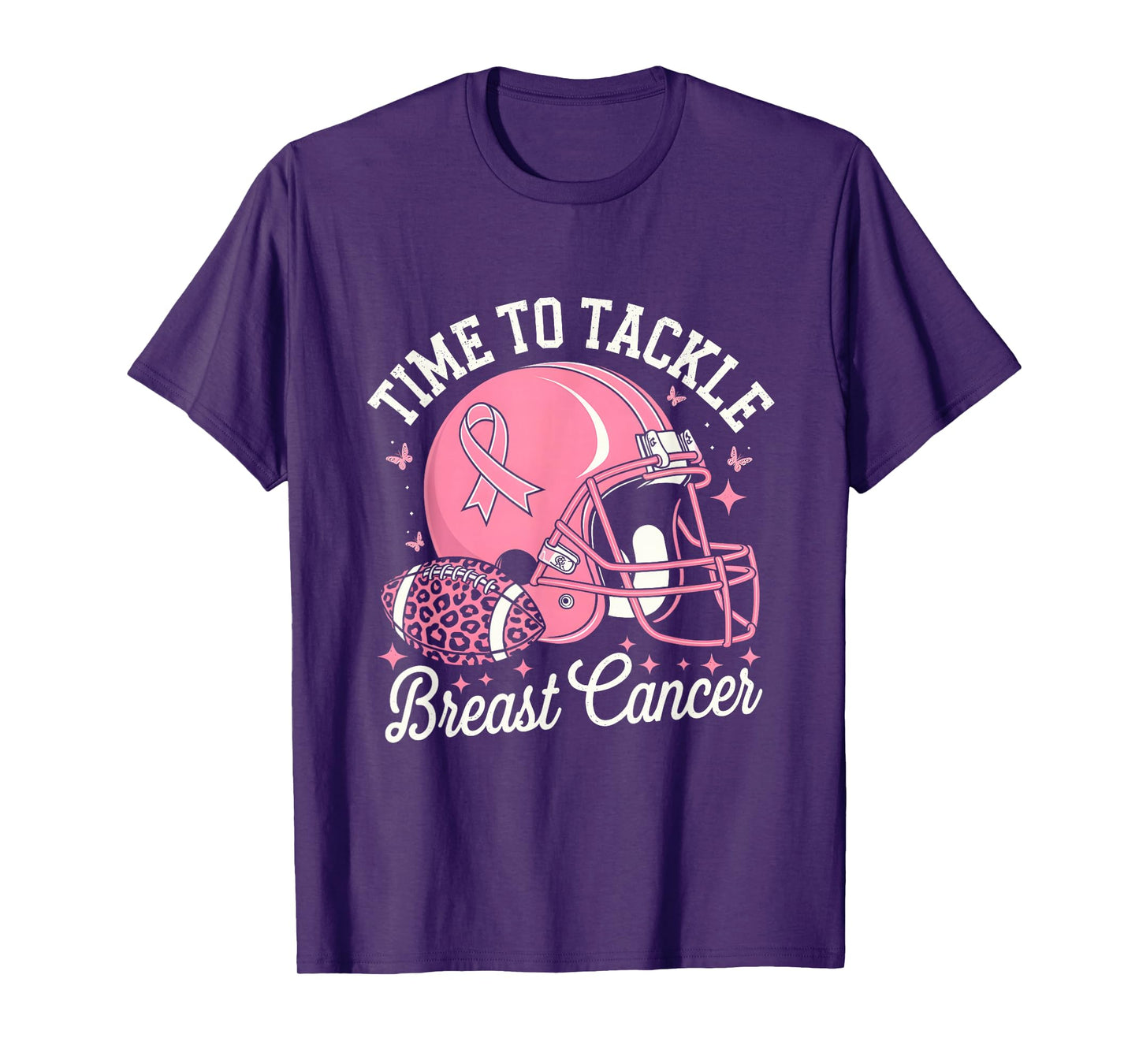 Tackle Football Breast Cancer Awareness Pink Ribbon Boys Kid T-Shirt