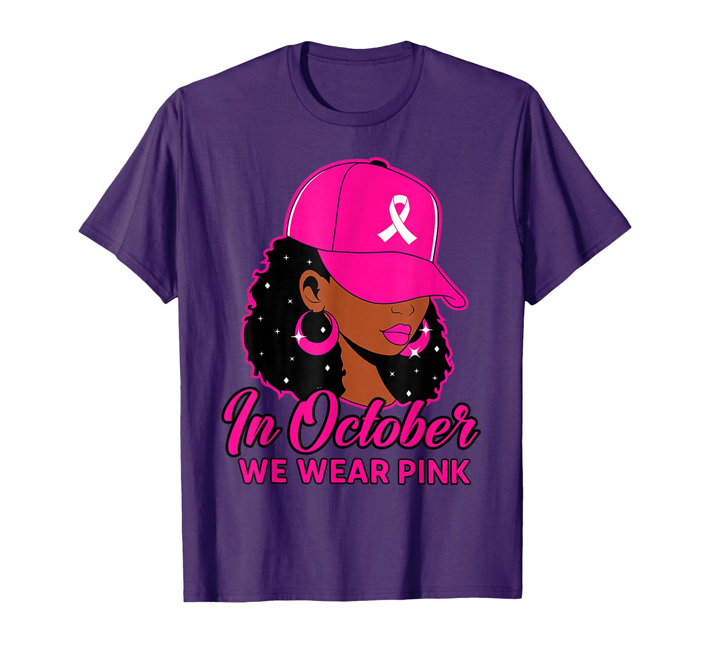 in October We Wear Pink Black Women Breast Cancer Awareness T-Shirt