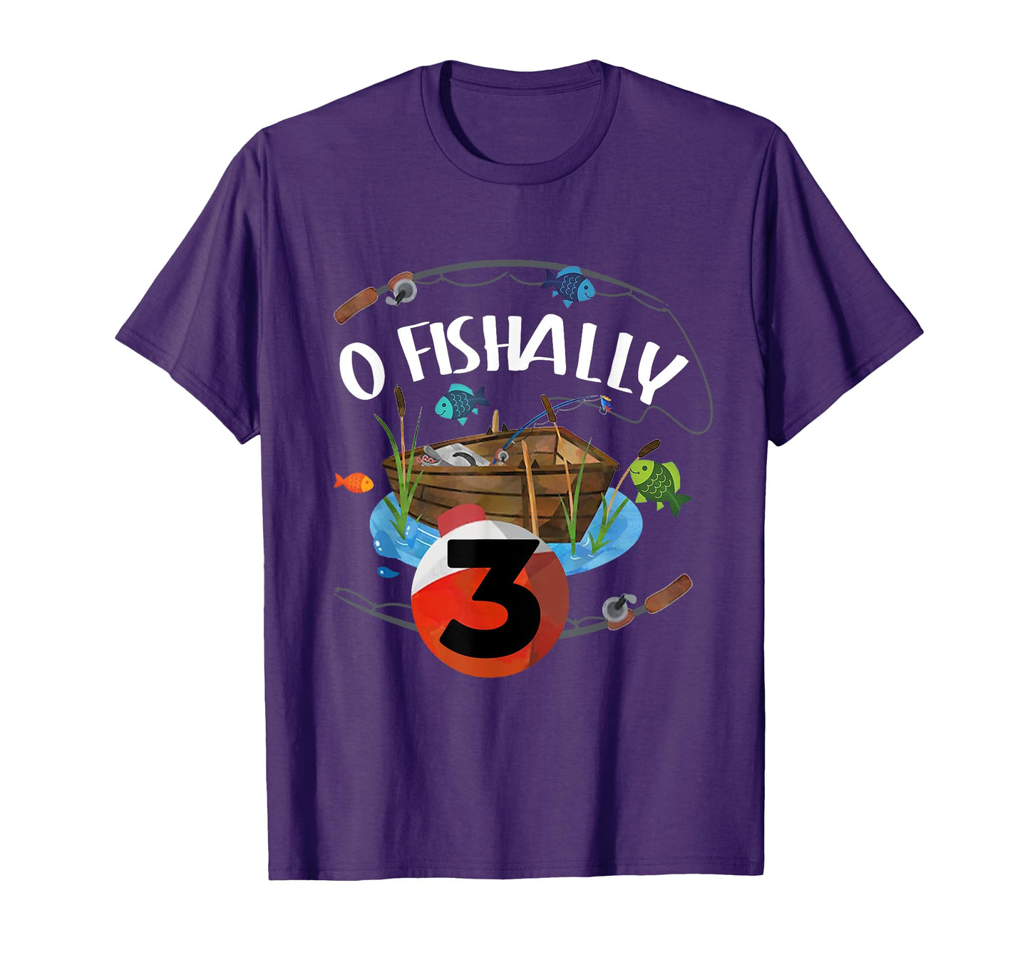 O-Fishally 3 Years Old Fisherman 3rd Birthday Fishing Kids T-Shirt