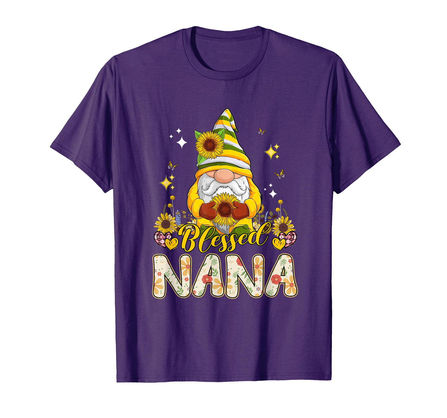 Blessed Nana Costume Floral Sunflowers Gnome Mother's Day T-Shirt