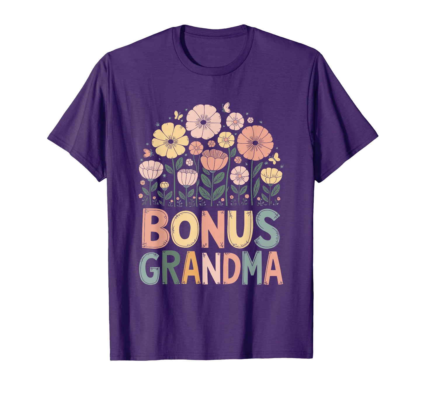 Family Apparel & Accessories For Grandmas Bonus Grandma Floral Lightweight T-Shirt Black Small