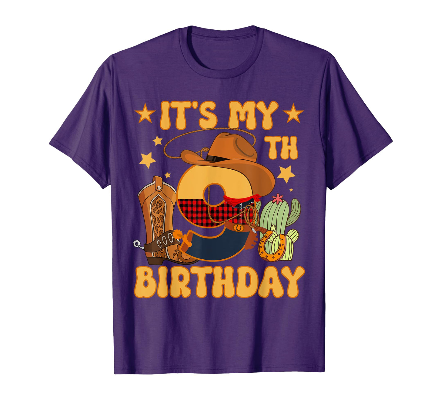It's My 9th Birthday Cowboy Rodeo Horse 9 Year Old Bday Boy T-Shirt