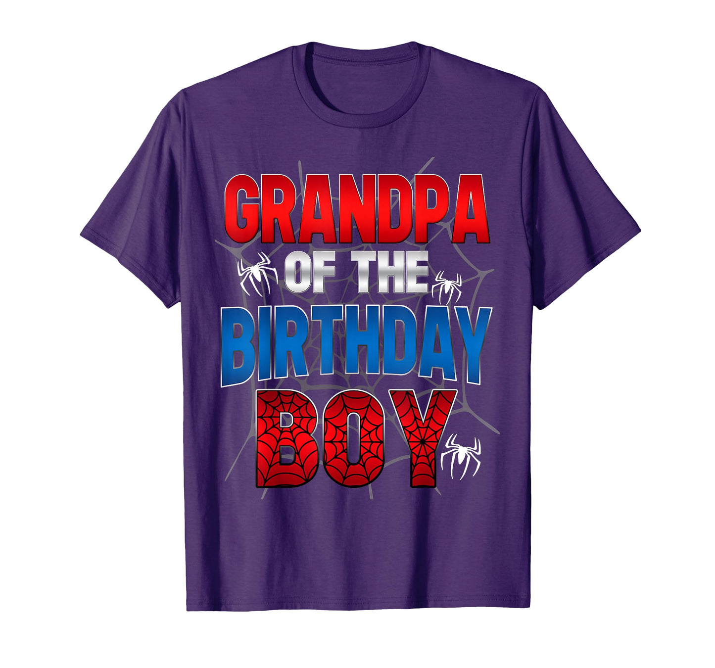 Grandpa Of The Birthday Boy Shirt Matching Family Spider Web T-Shirt