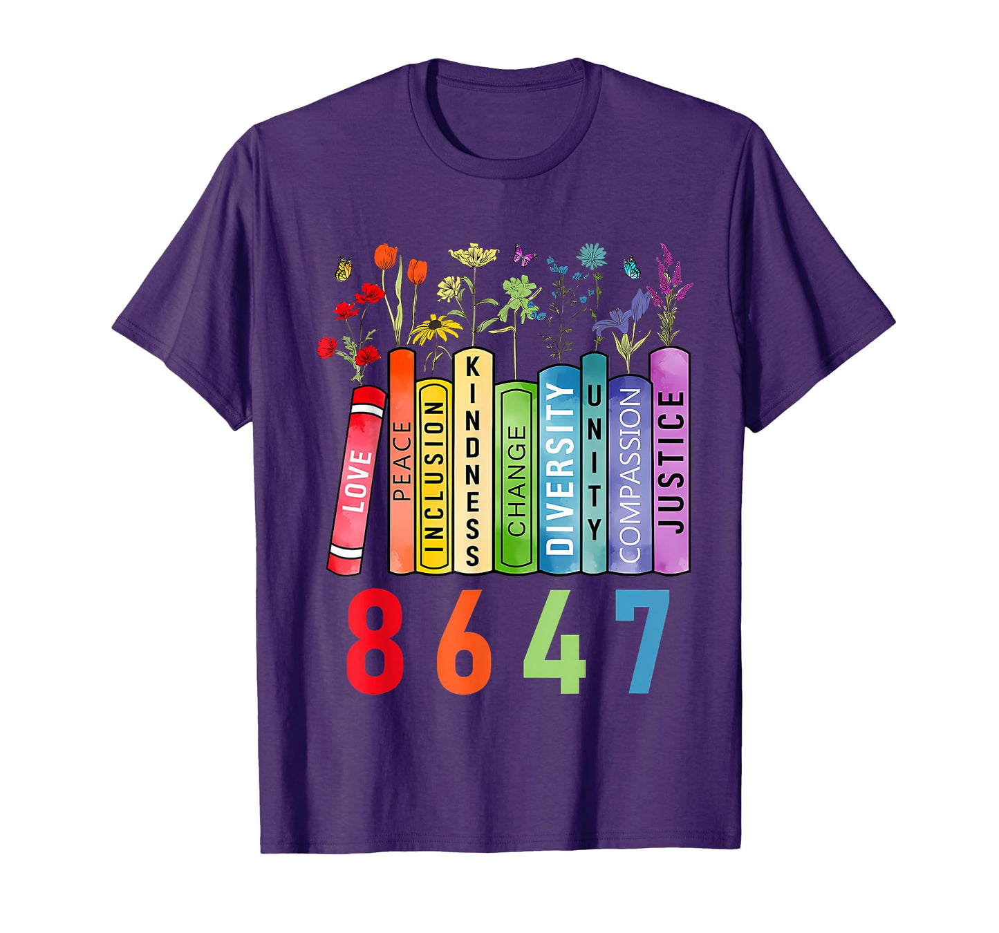 8647 Equal Rights Book Flower Trump Women Rights Feminist T-Shirt