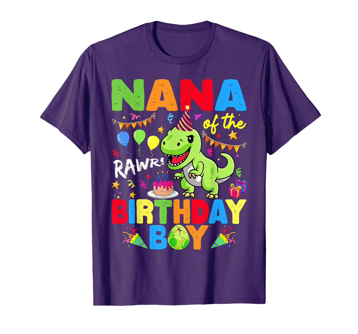 Nana Of The Birthday Boy Dinosaur T-Rex RAWR T-Shirt