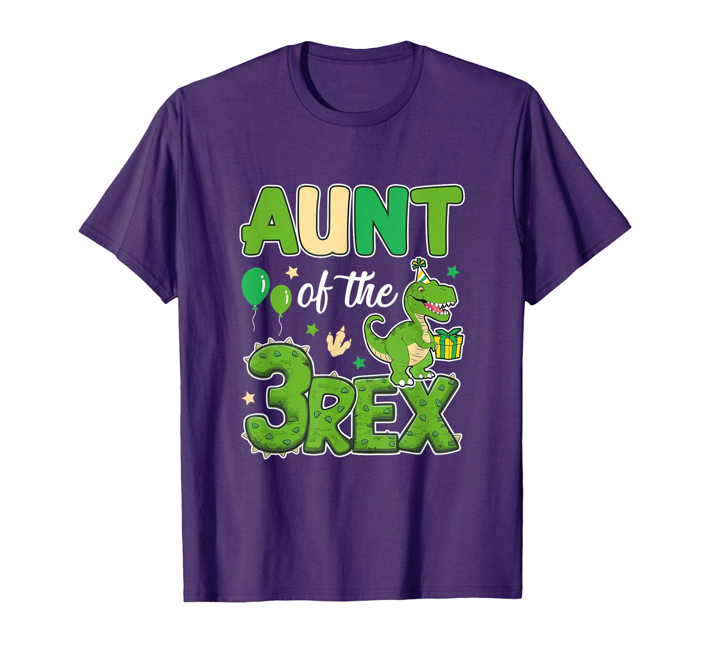 Aunt Of The Three Rex Birthday Dinosaur Family Matching T-Shirt