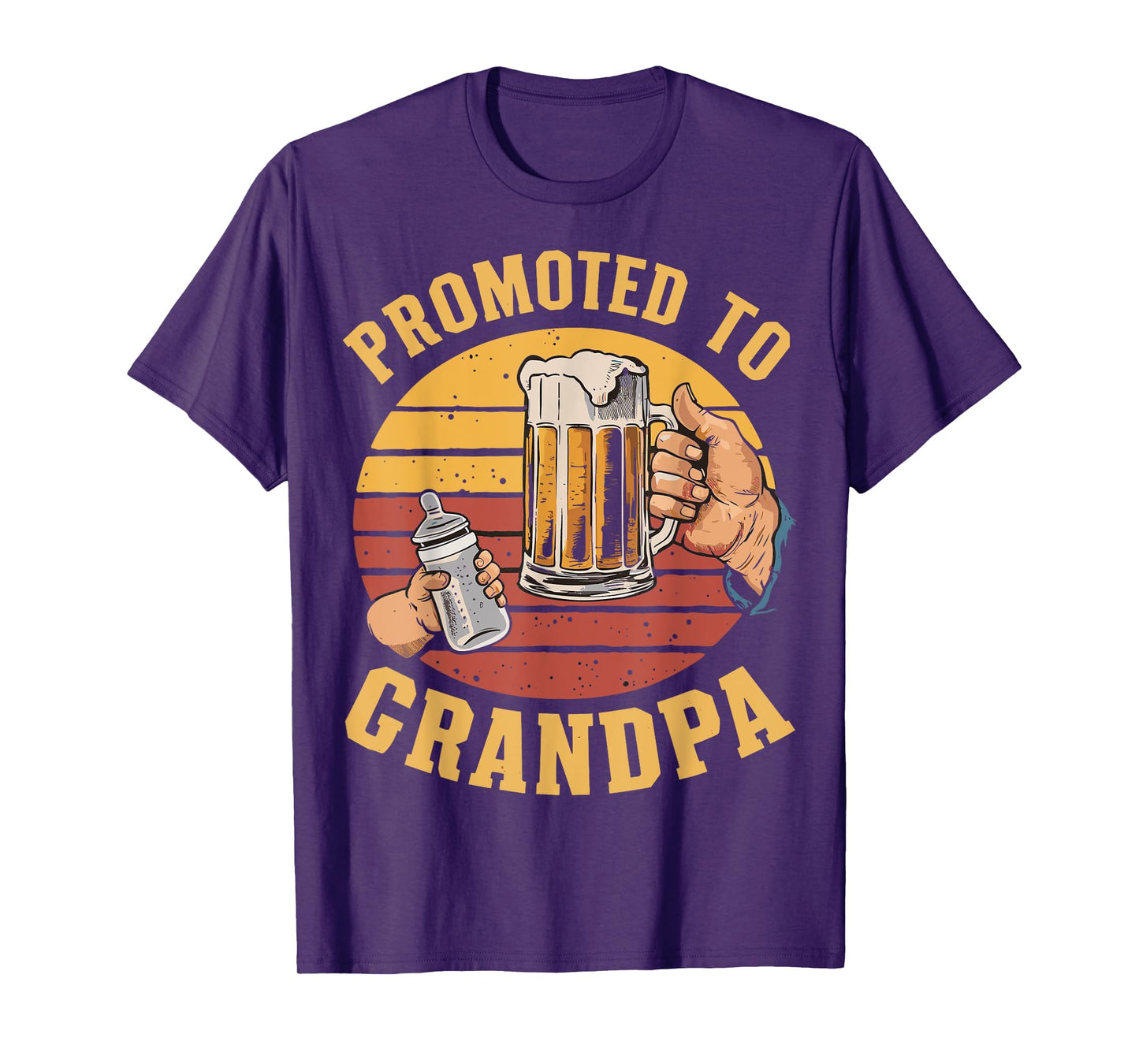 Promoted to Grandpa - Retro Grandparents Baby Announcement T-Shirt