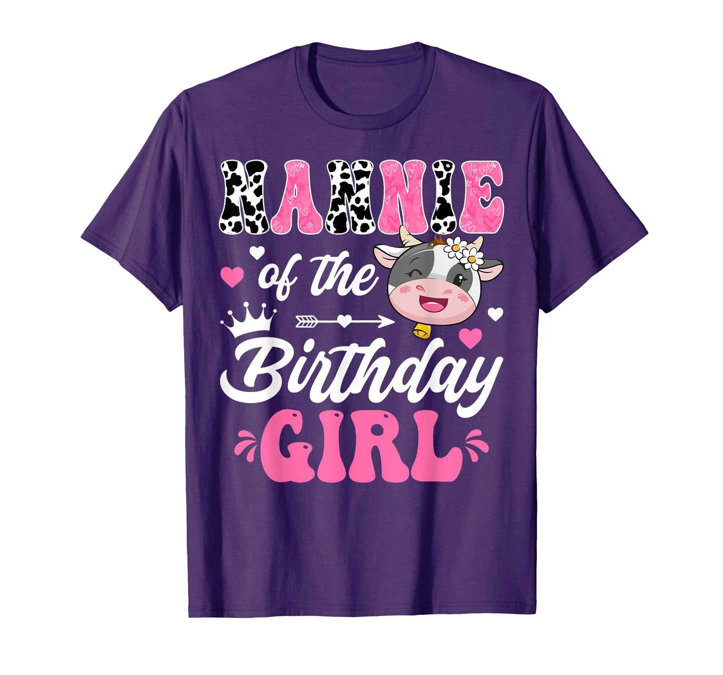 Nannie Of The Birthday Girl Cute Cow Farm 1St Birthday T-Shirt